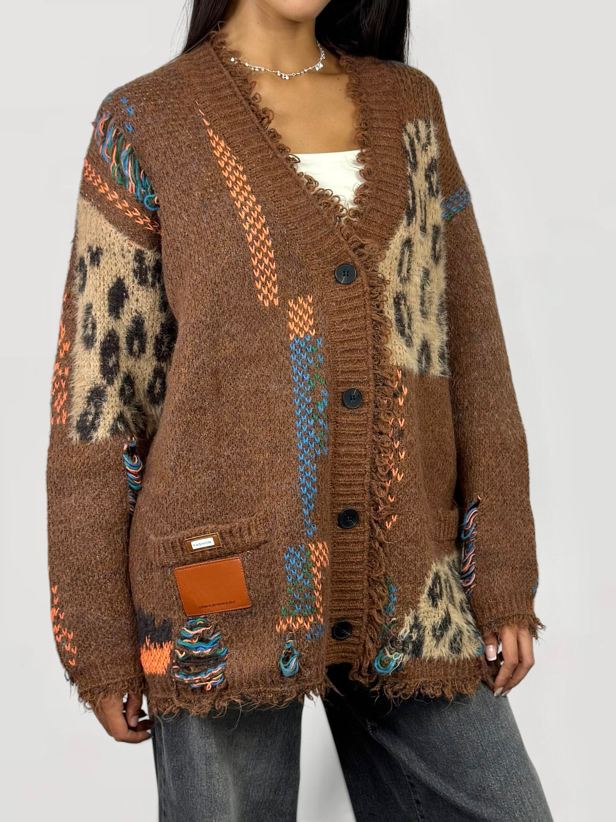 CECILE CARDIGAN CON TASCHE ANIMALIER