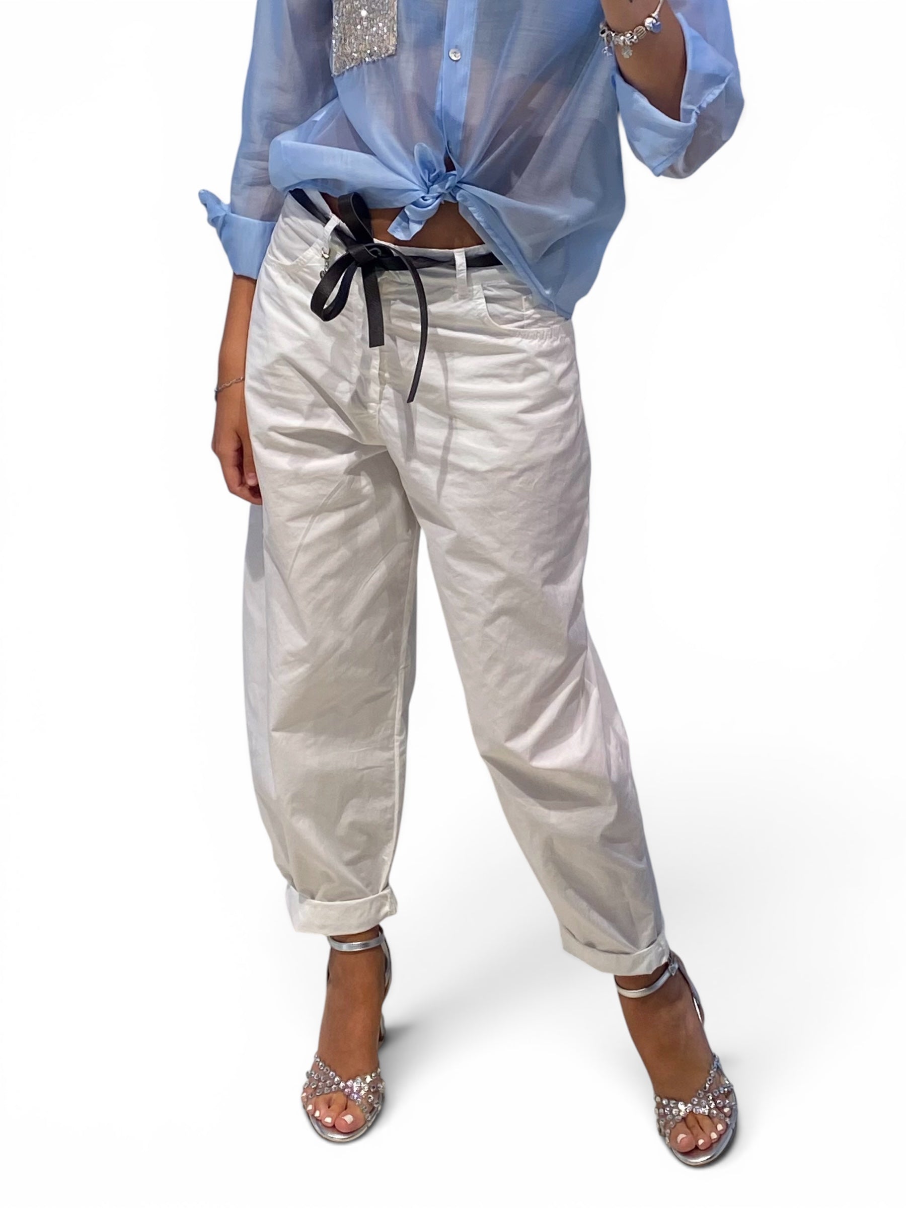 SUSY MIX PANTALONE OVETTO BIANCO