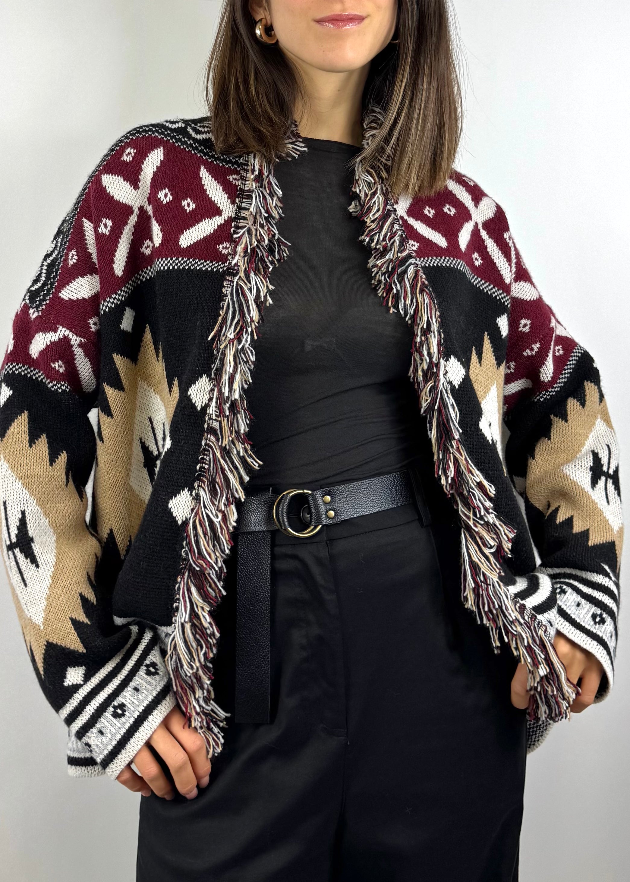 SUSY MIX CARDIGAN CORTO CON FRANGE