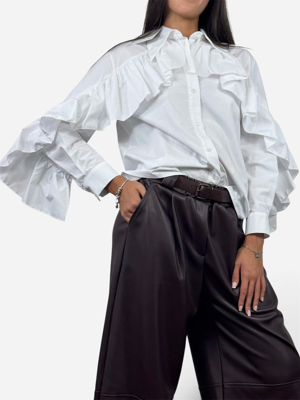 SUSY MIX CAMICIA ROUCHES BIANCA