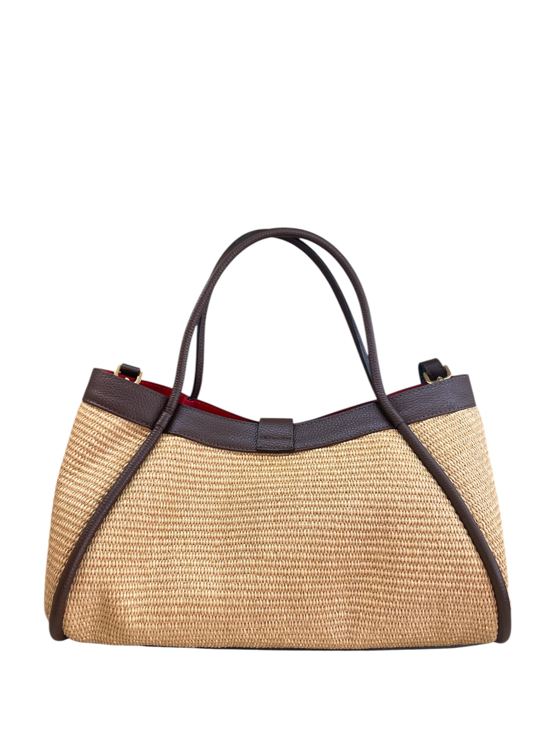 BORSA IN RAFFIA E PELLE MORO