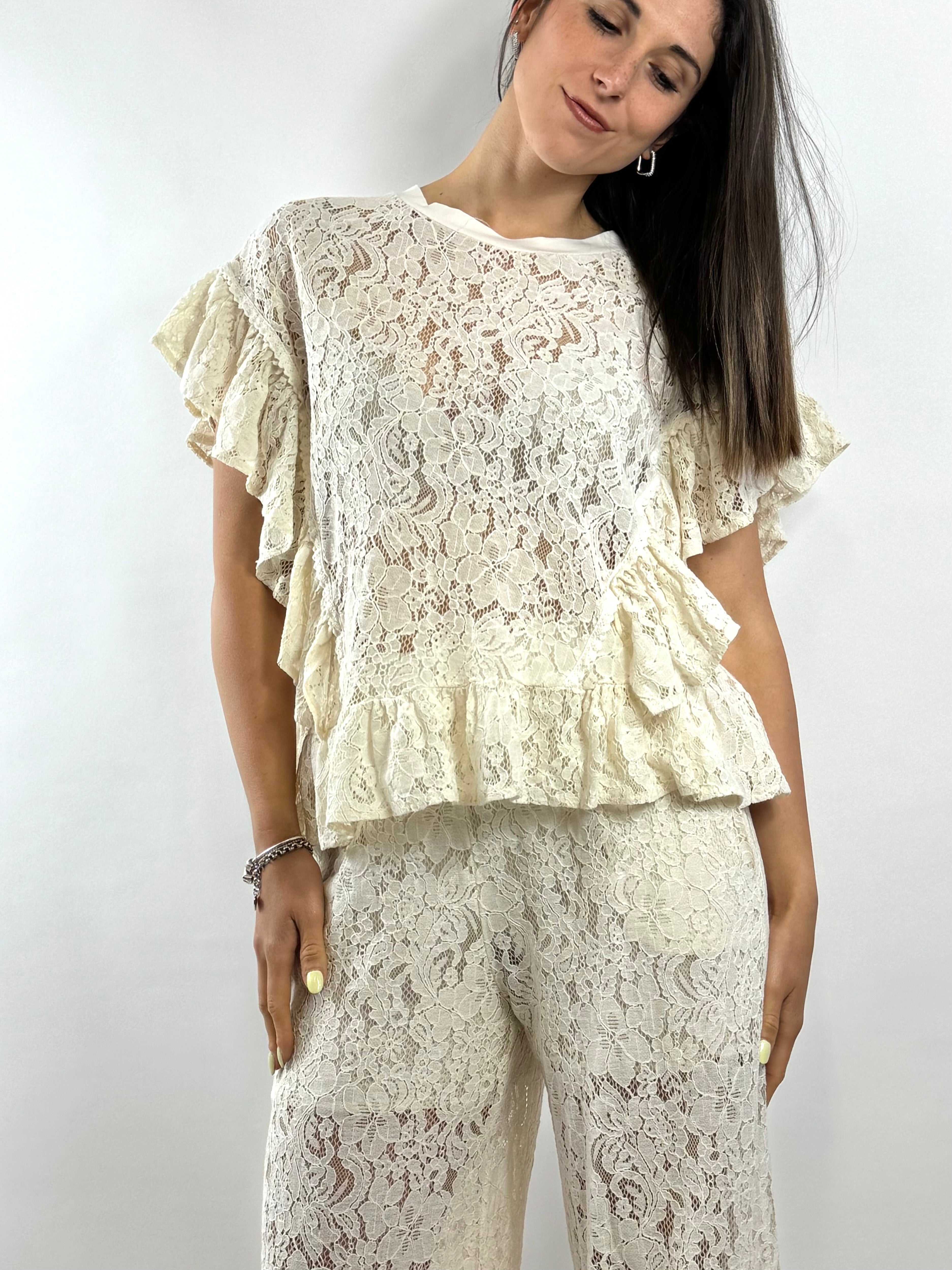 SUSY MIX BLUSA PIZZO BURRO