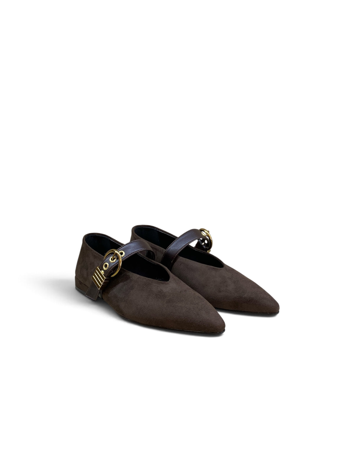 BOTTEGA LOTTI BALLERINA CON FIBBIA IN SUEDE MORO