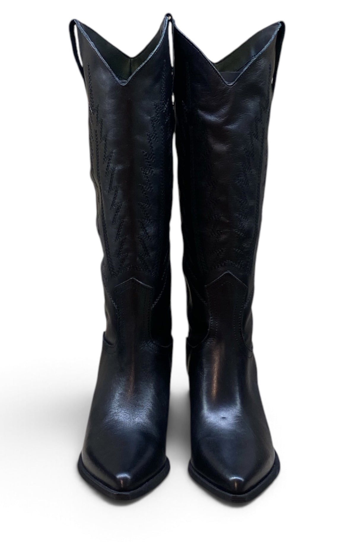 DIVINE FOLLIE STIVALE TEXANO ALTO IN PELLE NERO