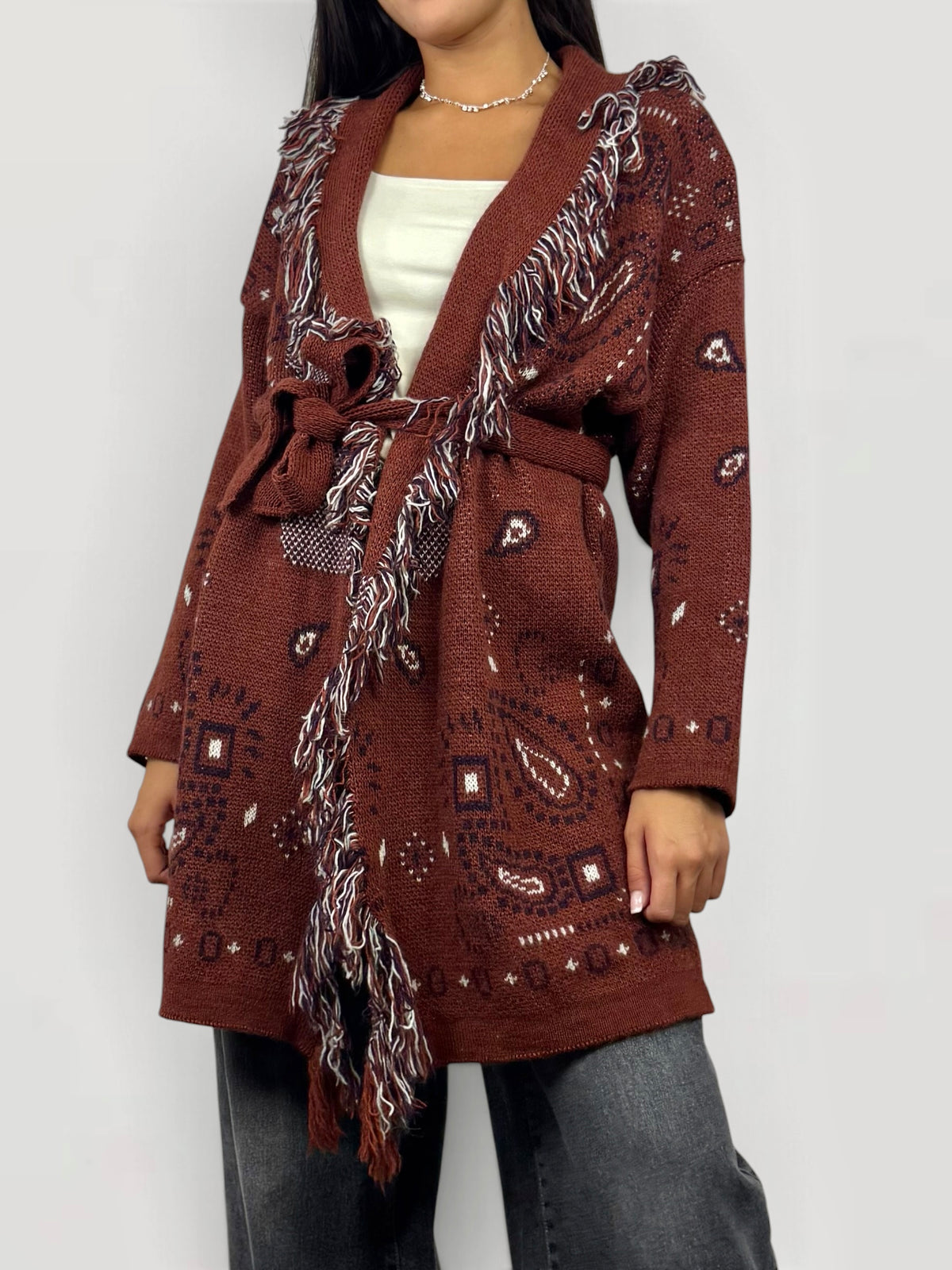 CECILE CARDIGAN CON CINTURA ALANUI CAMEL