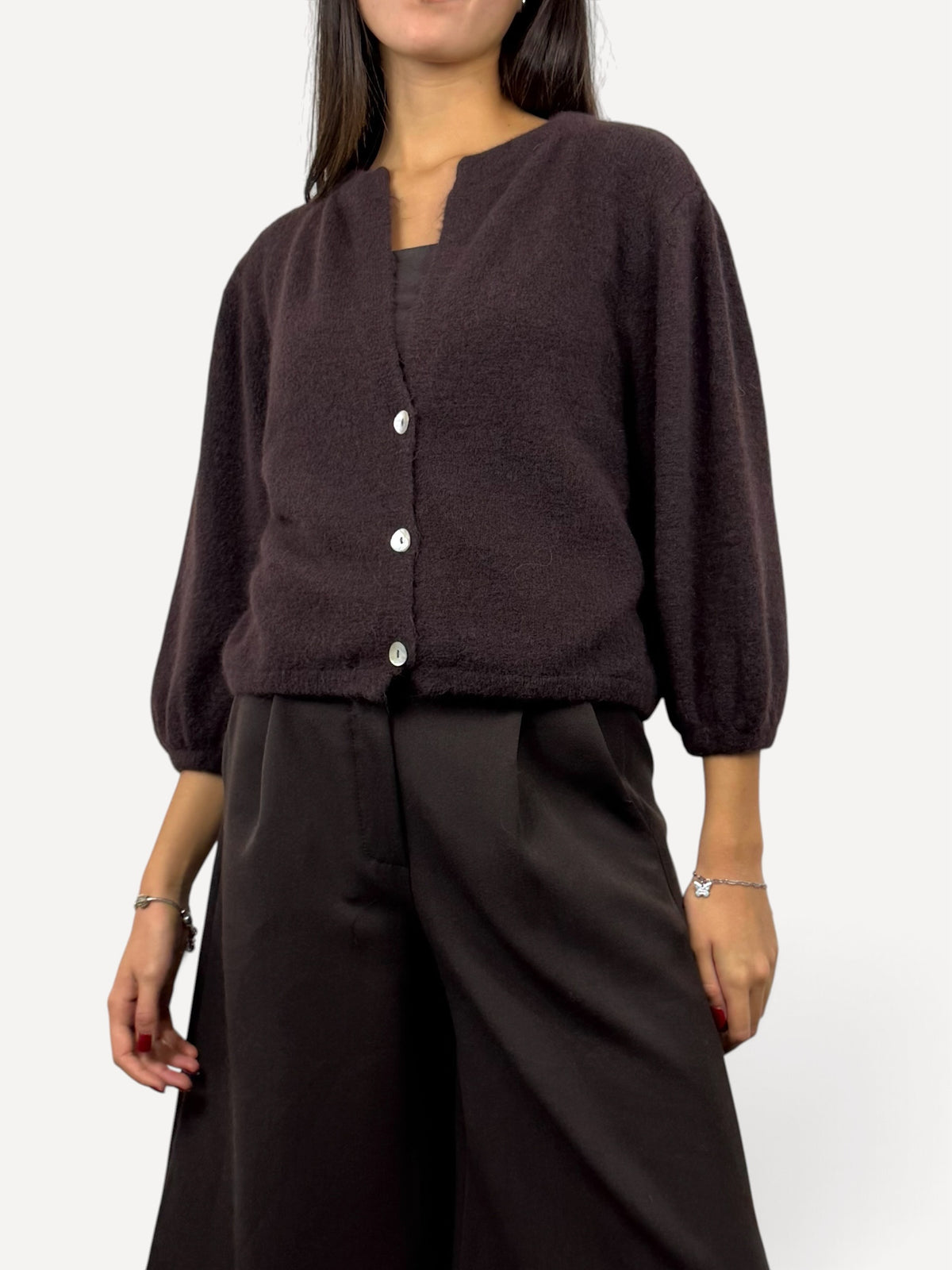 CECILE MAGLIA CARDIGAN MARRONE