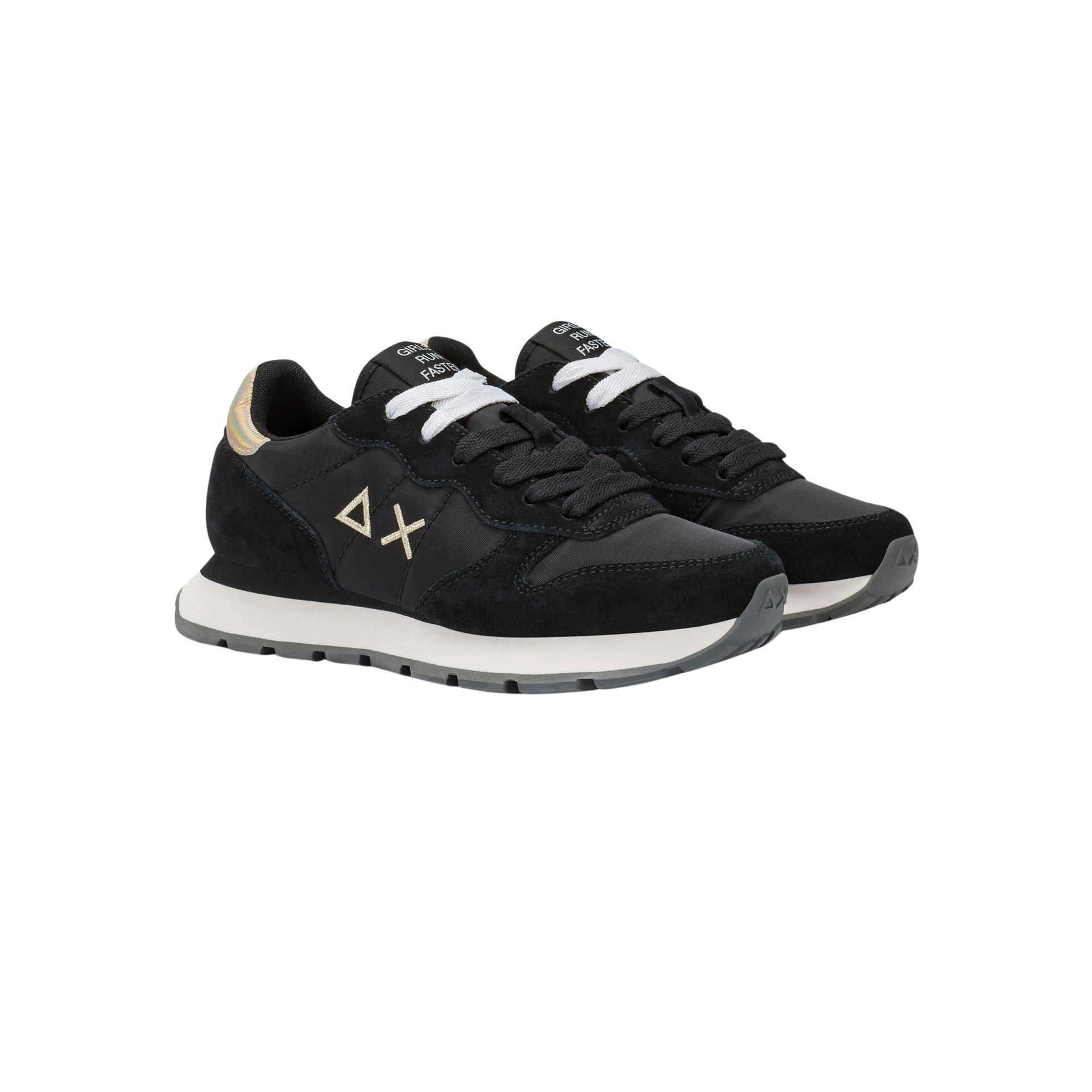 SUN68 Sneaker Ally Gold Silver in nylon e suede nero