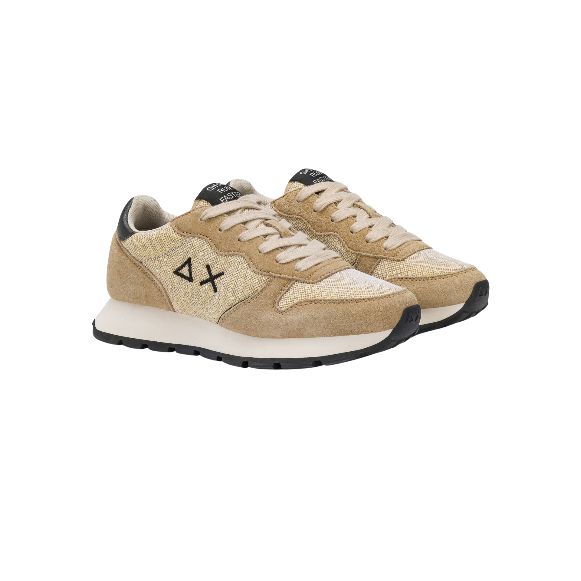 SUN68 Sneaker donna lurex e suede oro