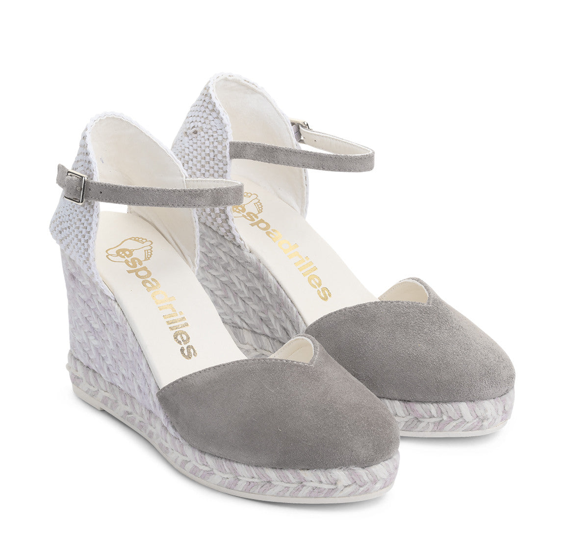Espadrilles campesina zeppa donna in suede grigio