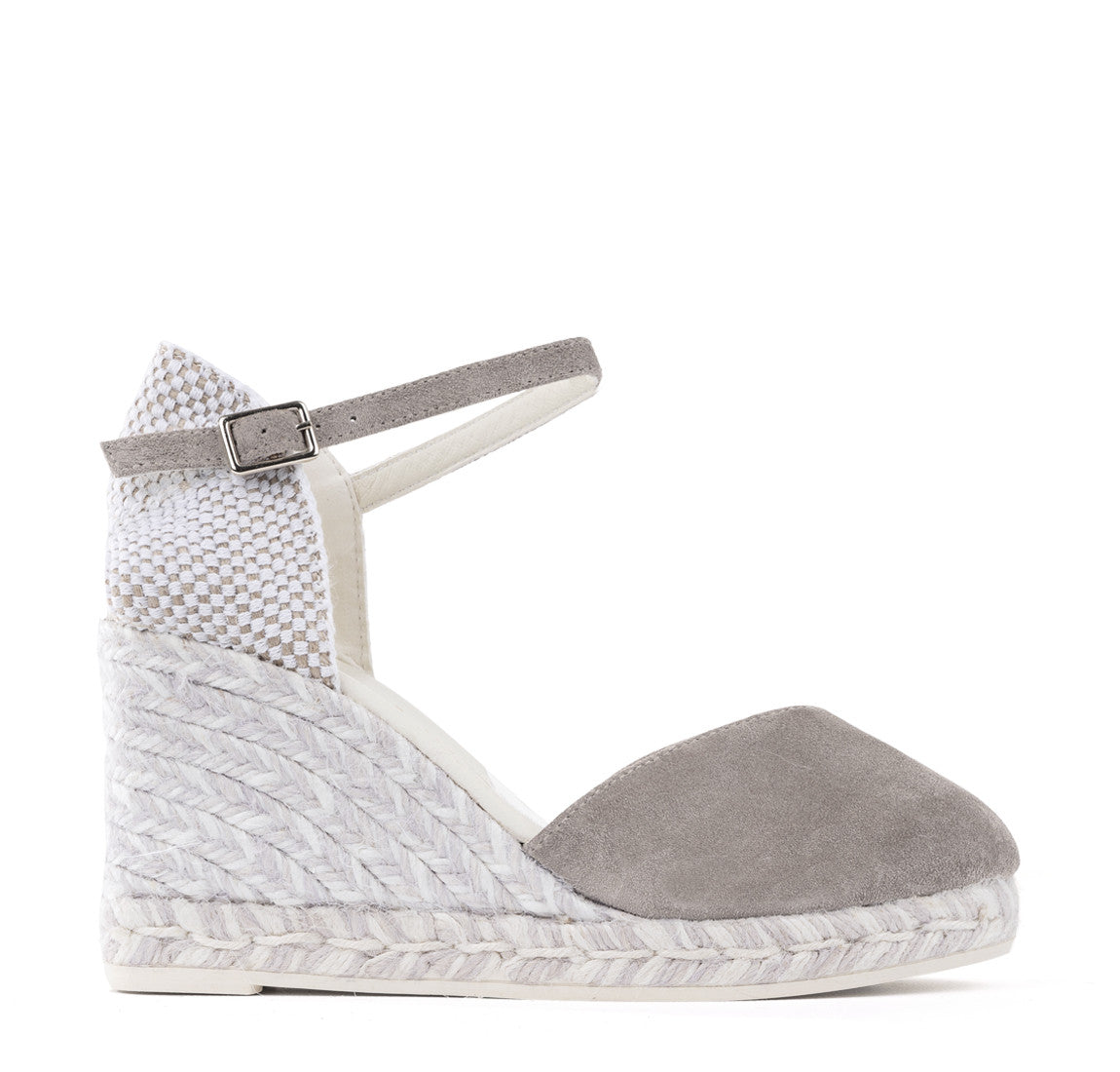 Espadrilles campesina zeppa donna in suede grigio