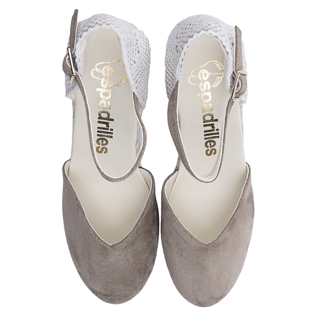 Espadrilles campesina zeppa donna in suede grigio