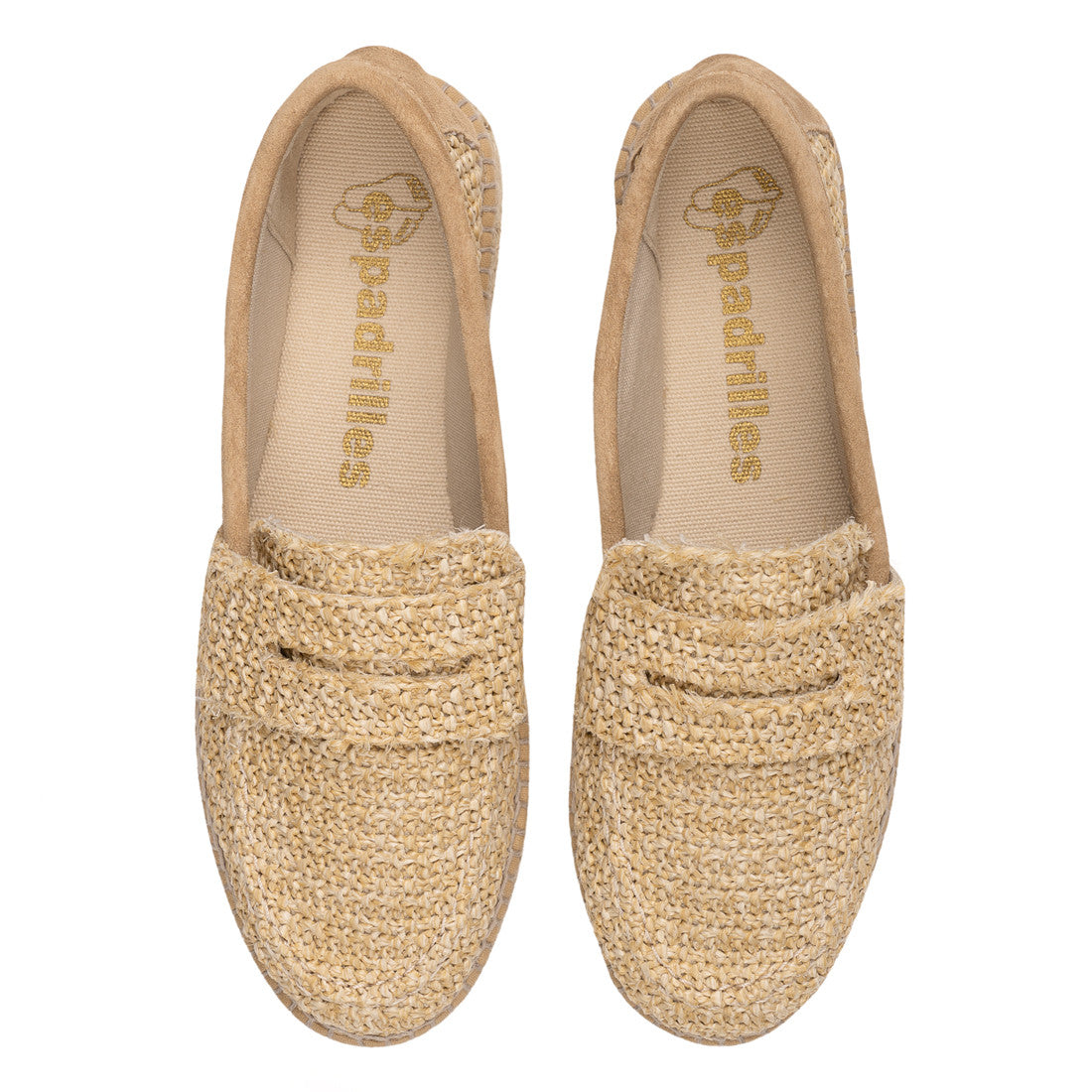 Espadrilles mocassino donna in rafia con profilo e toppone in suede natural
