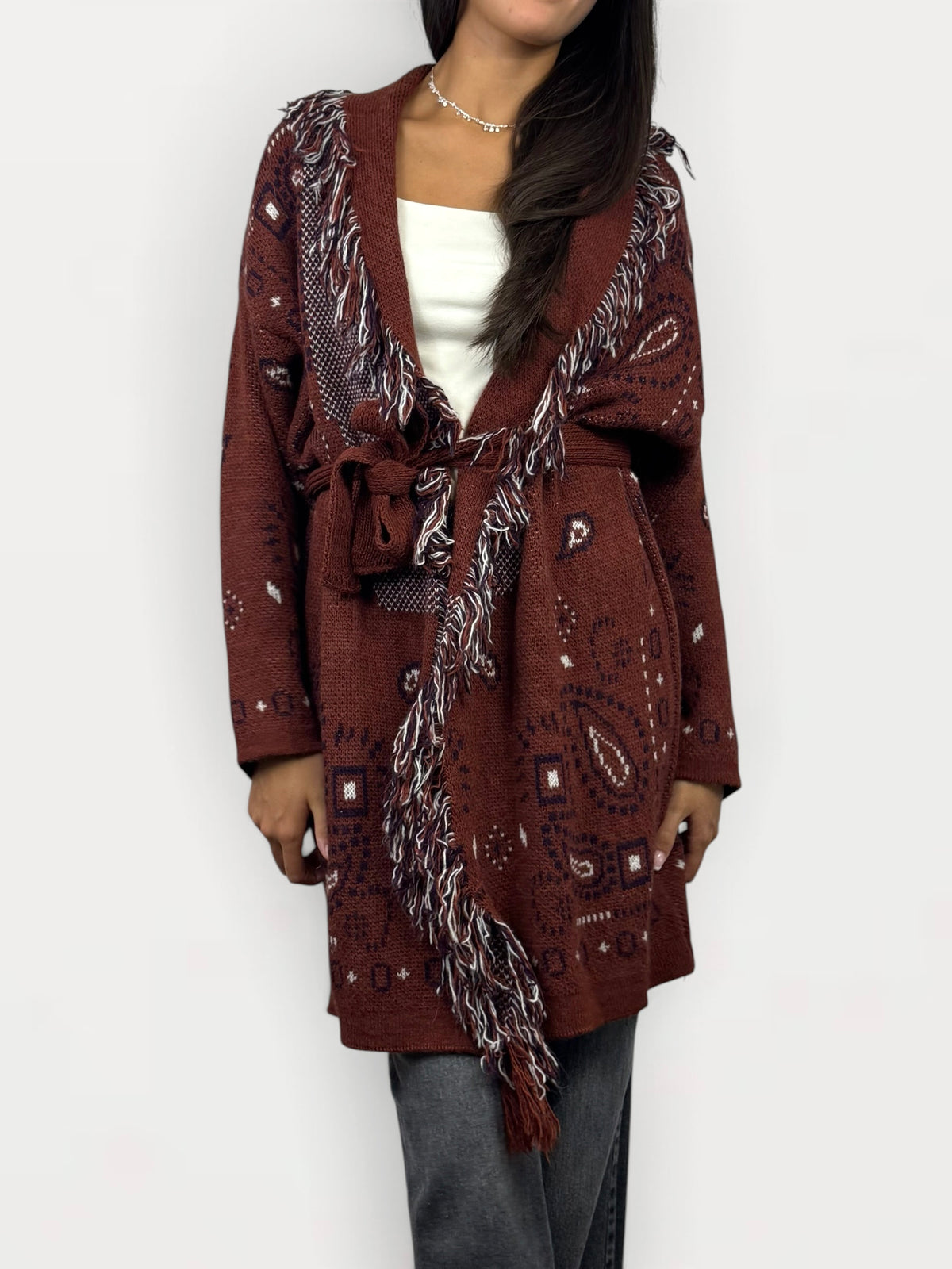 CECILE CARDIGAN CON CINTURA ALANUI CAMEL