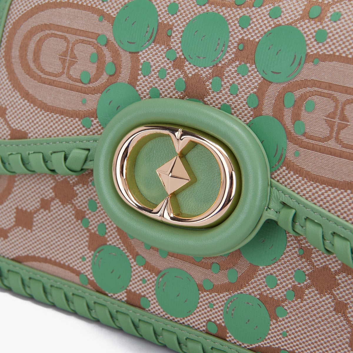 La Carrie Borsa a Mano in Pelle Monogram Pistacchio