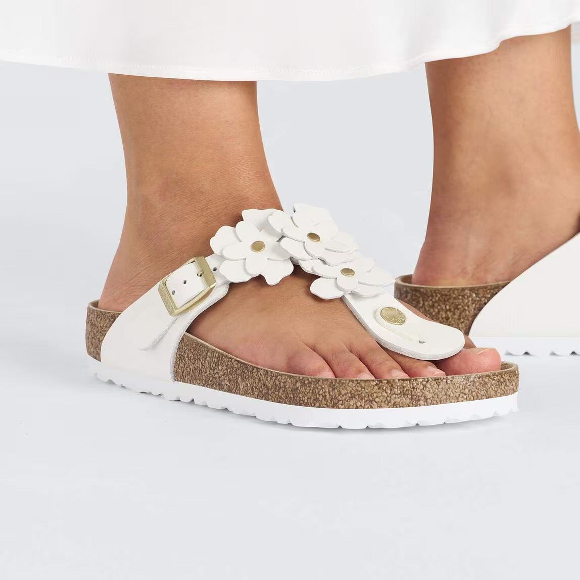 BIRKENSTOCK GIZEH FLOWERS WHITE