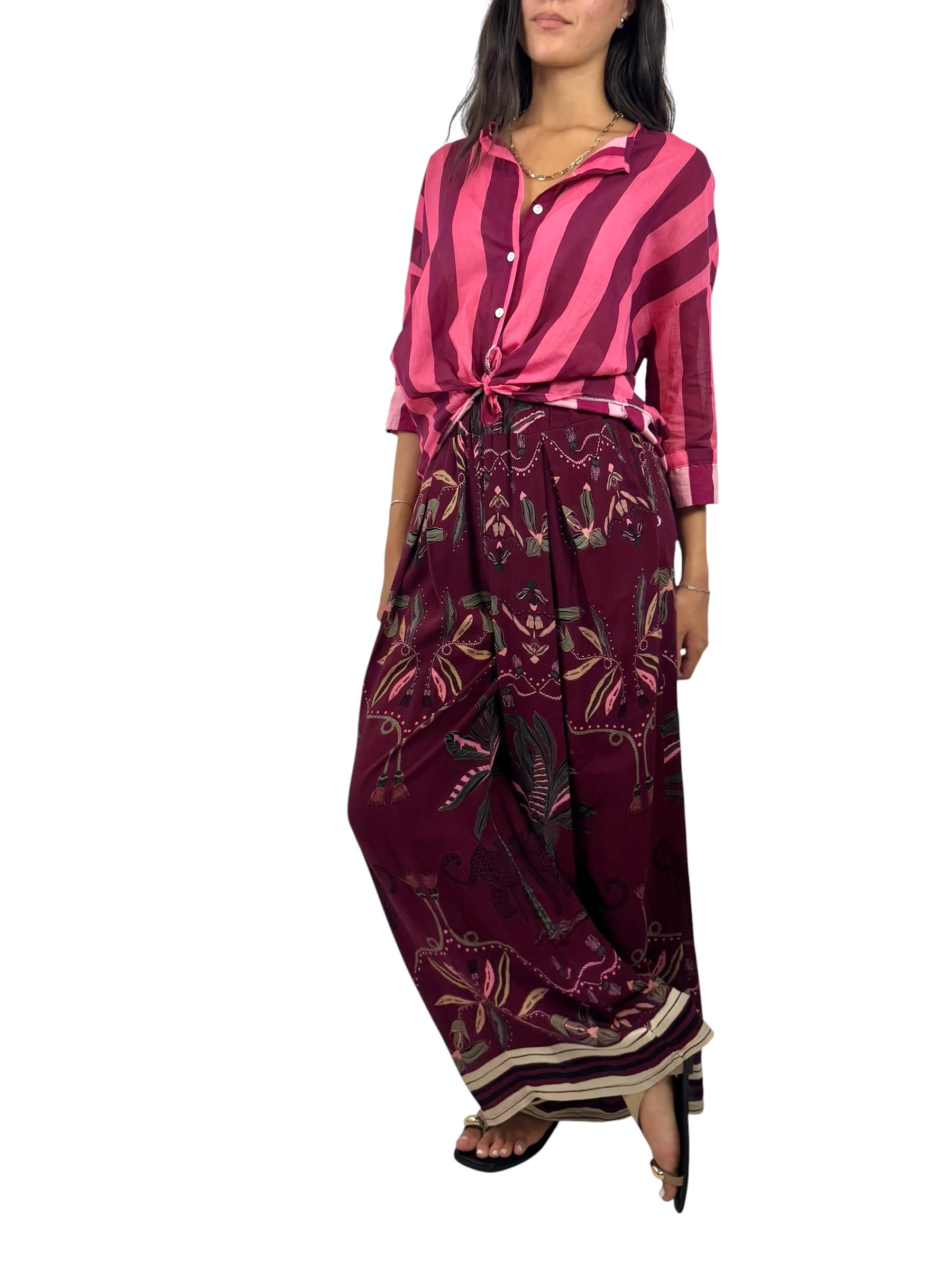 KIKISIX PANTALONE FANTASIA VINO
