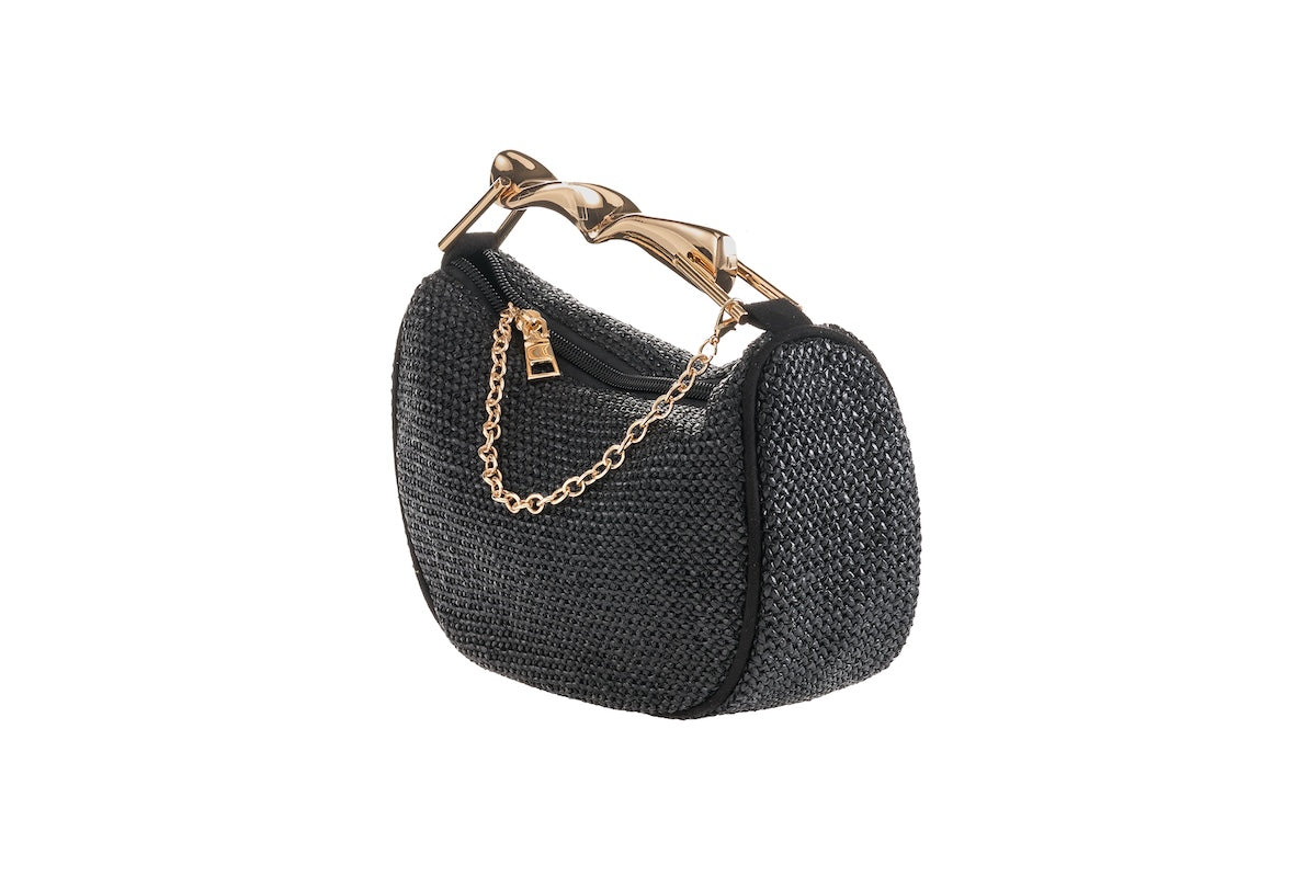 ANNA CECERE BORSA RAFIA NERA