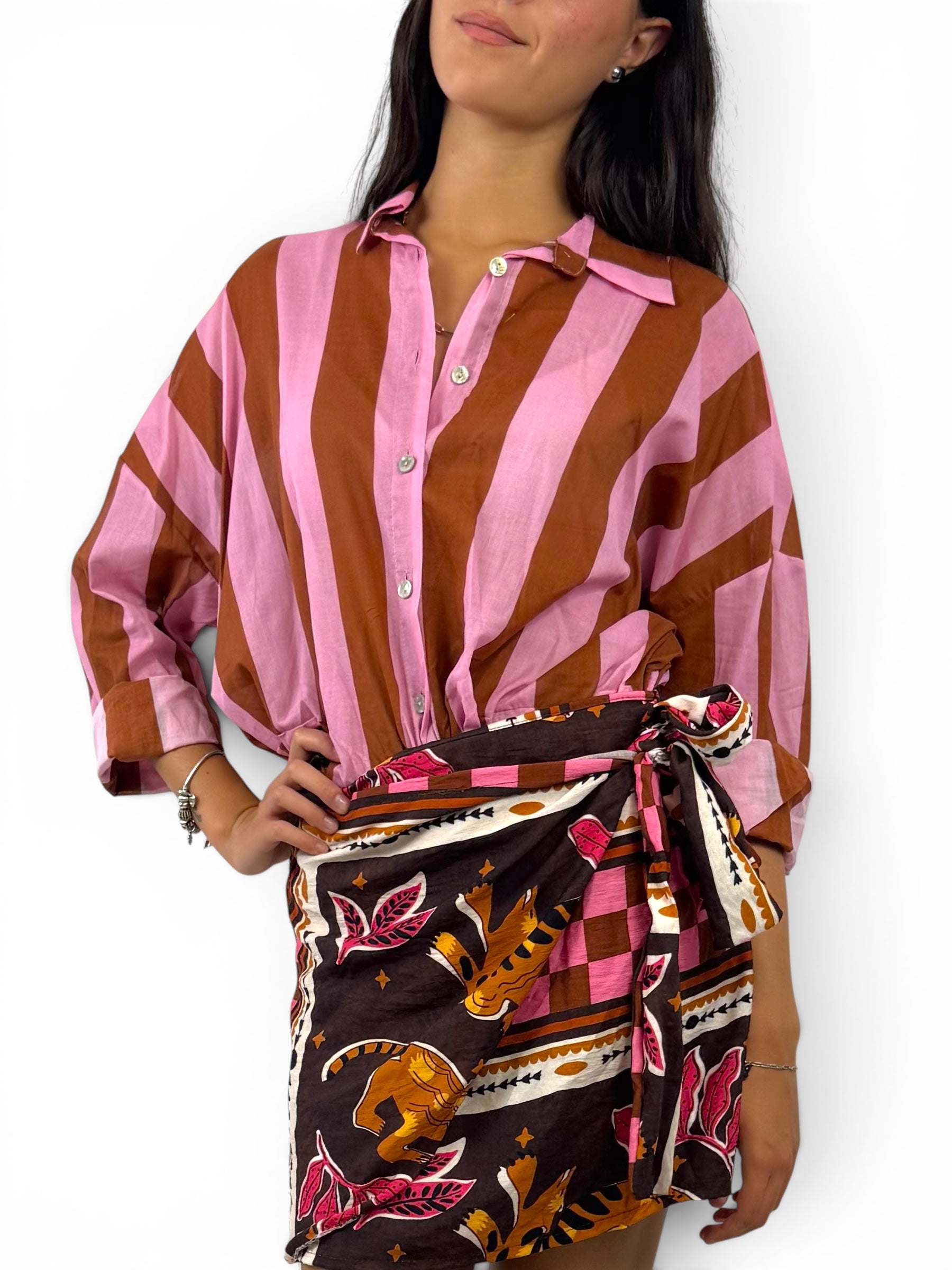 CECILE CAMICIA RIGHE TABACCO