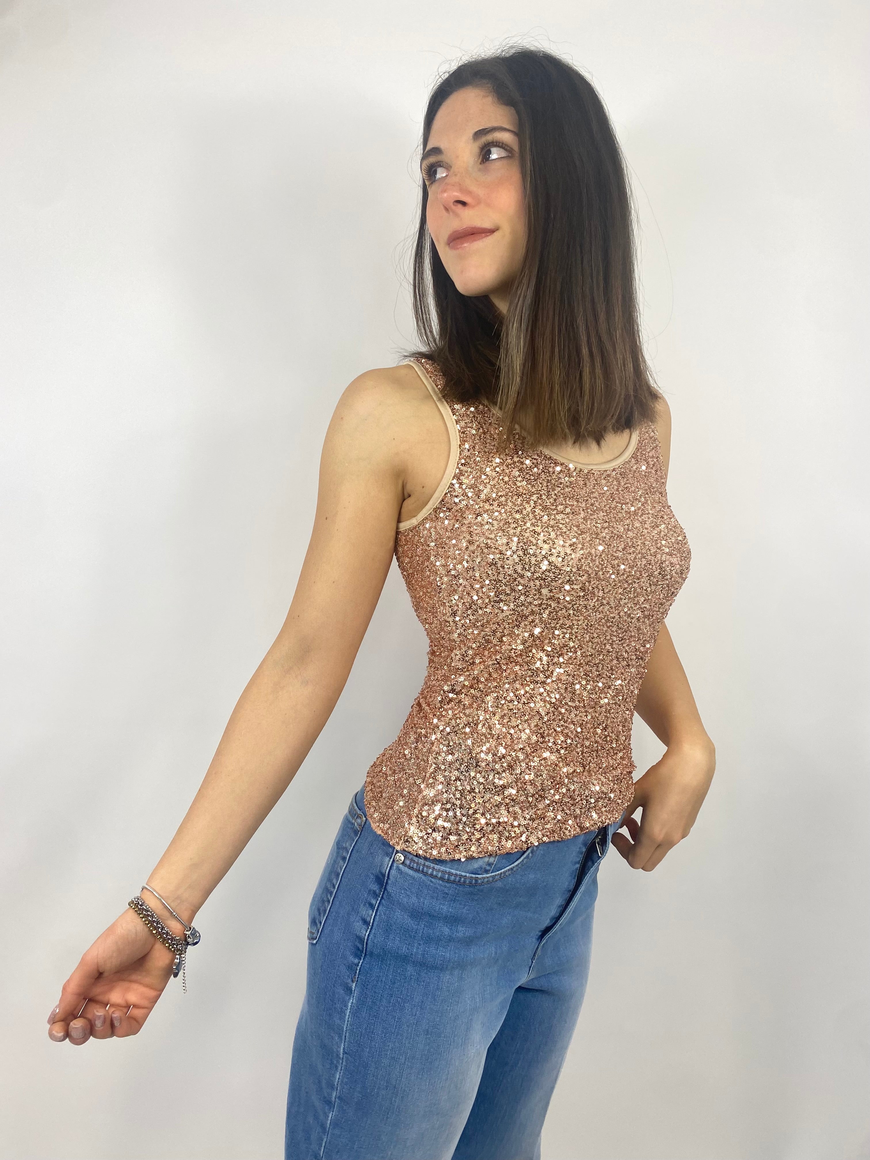 SUSY MIX TOP CON PAILLETTES ROSA