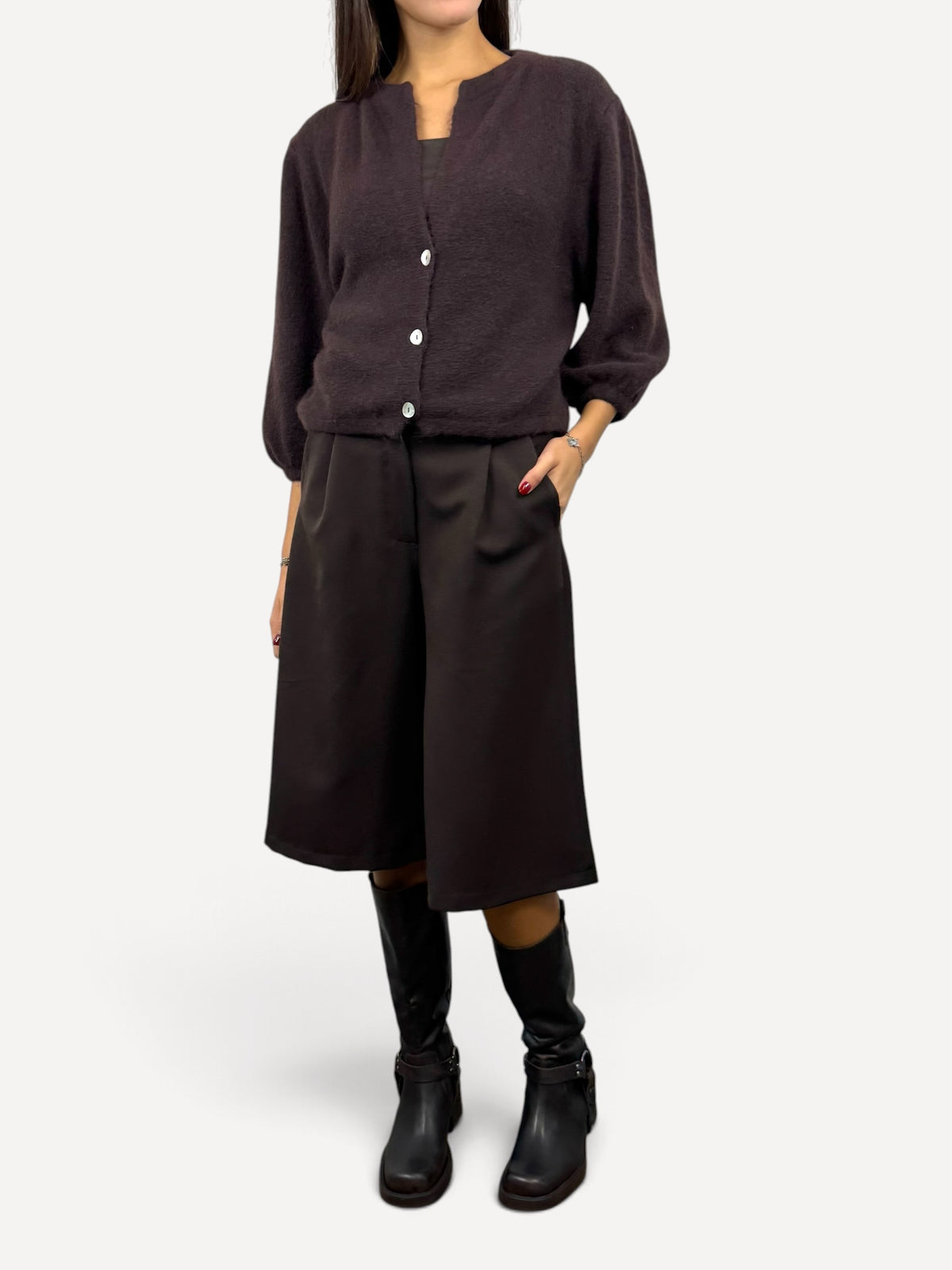CECILE MAGLIA CARDIGAN MARRONE