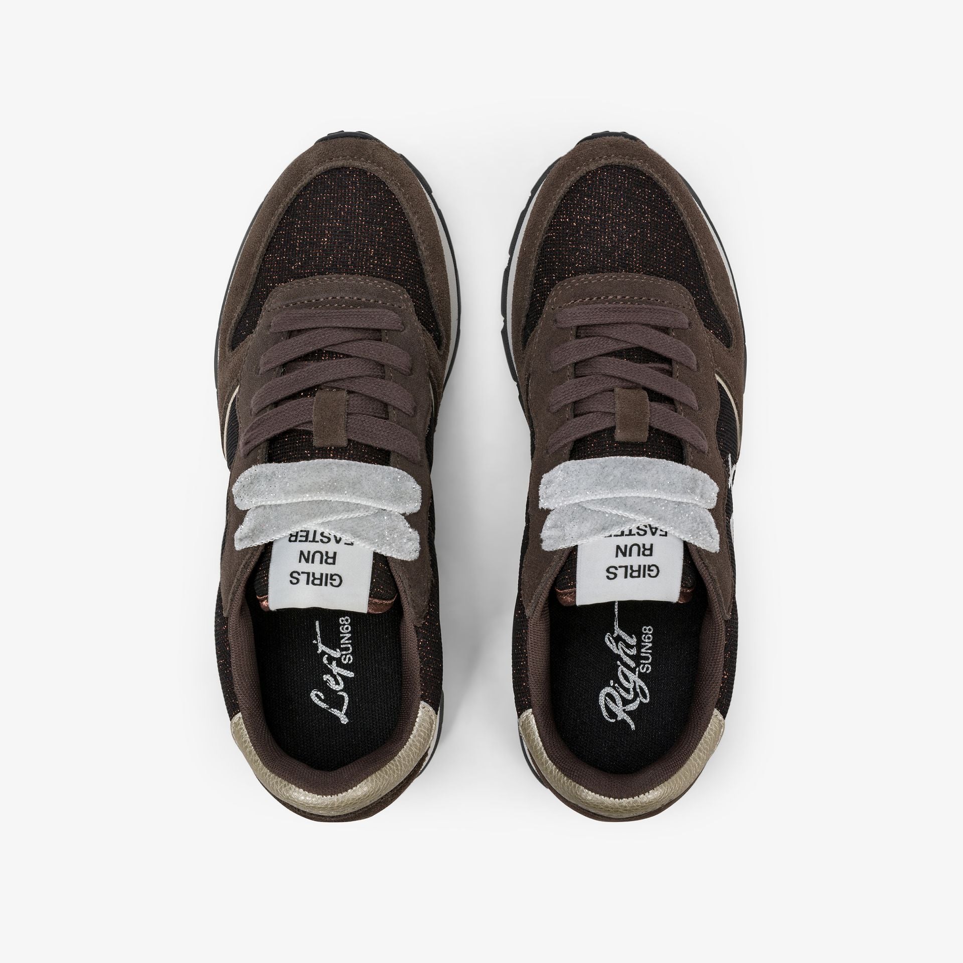SUN68 SNEAKERS DONNA ALLY GLITTER MARRONE