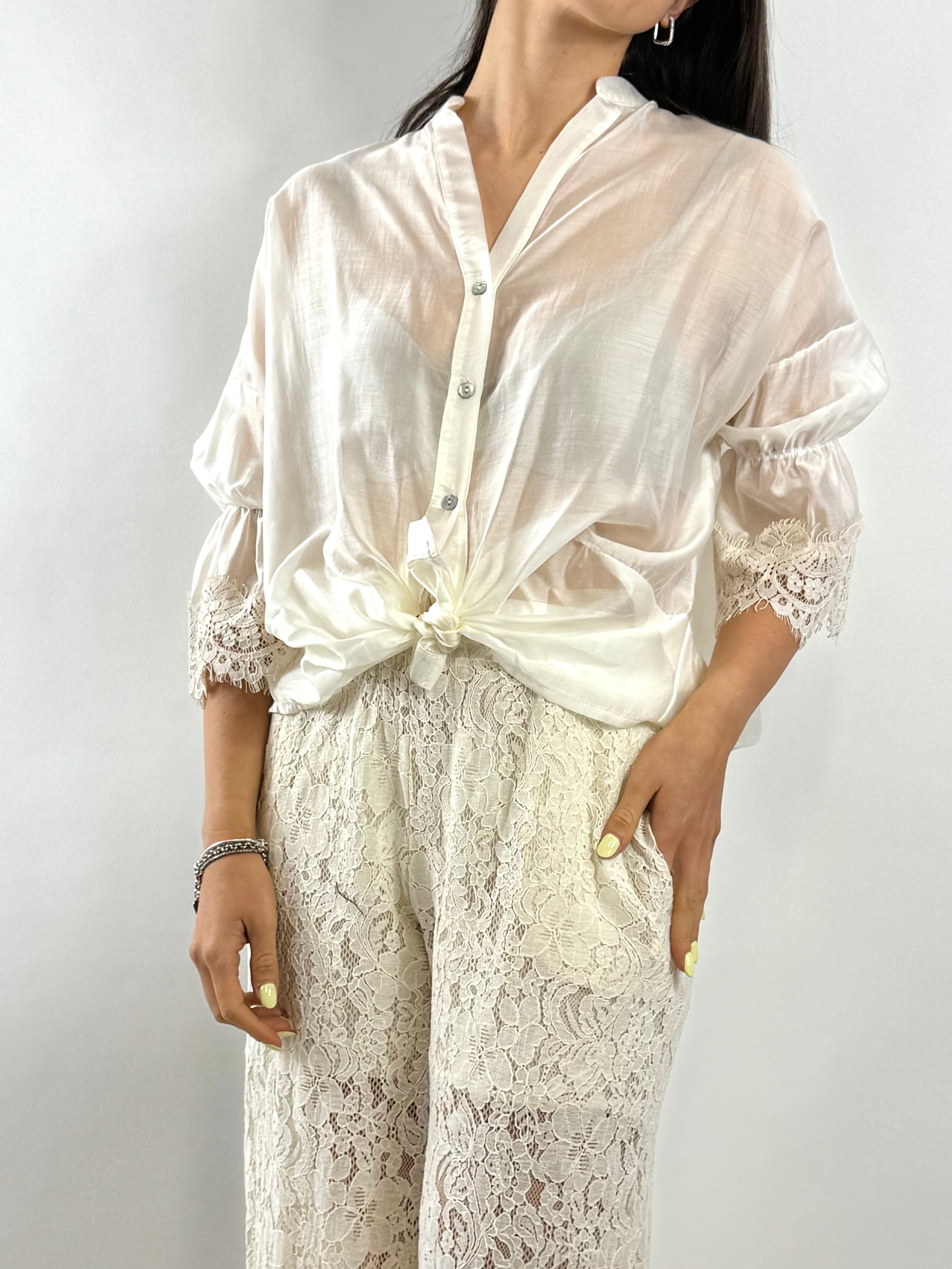 SUSY MIX CAMICIA MANICA PIZZO LATTE