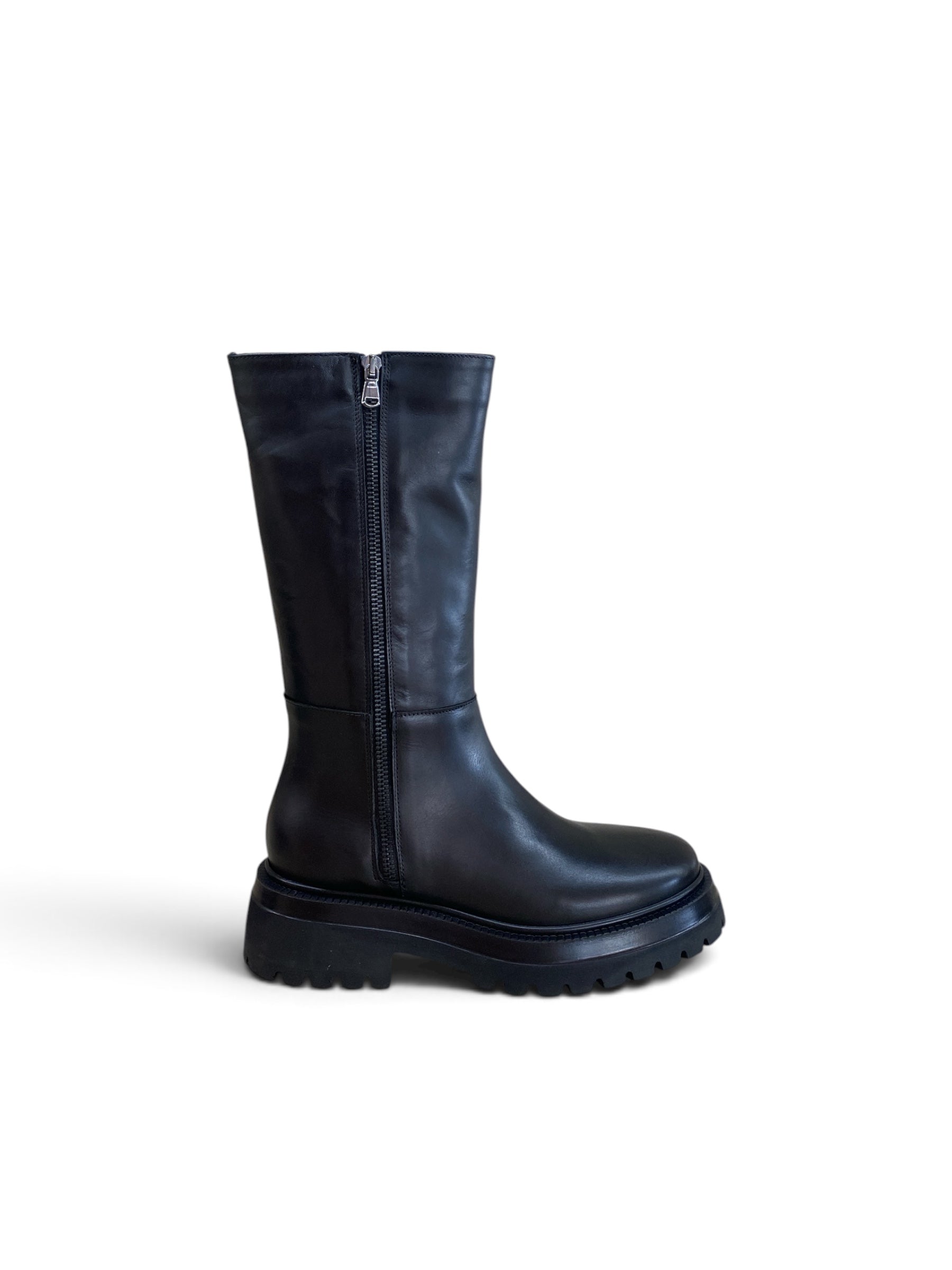 ANIMA STIVALI PELLE CON ZIP NERO