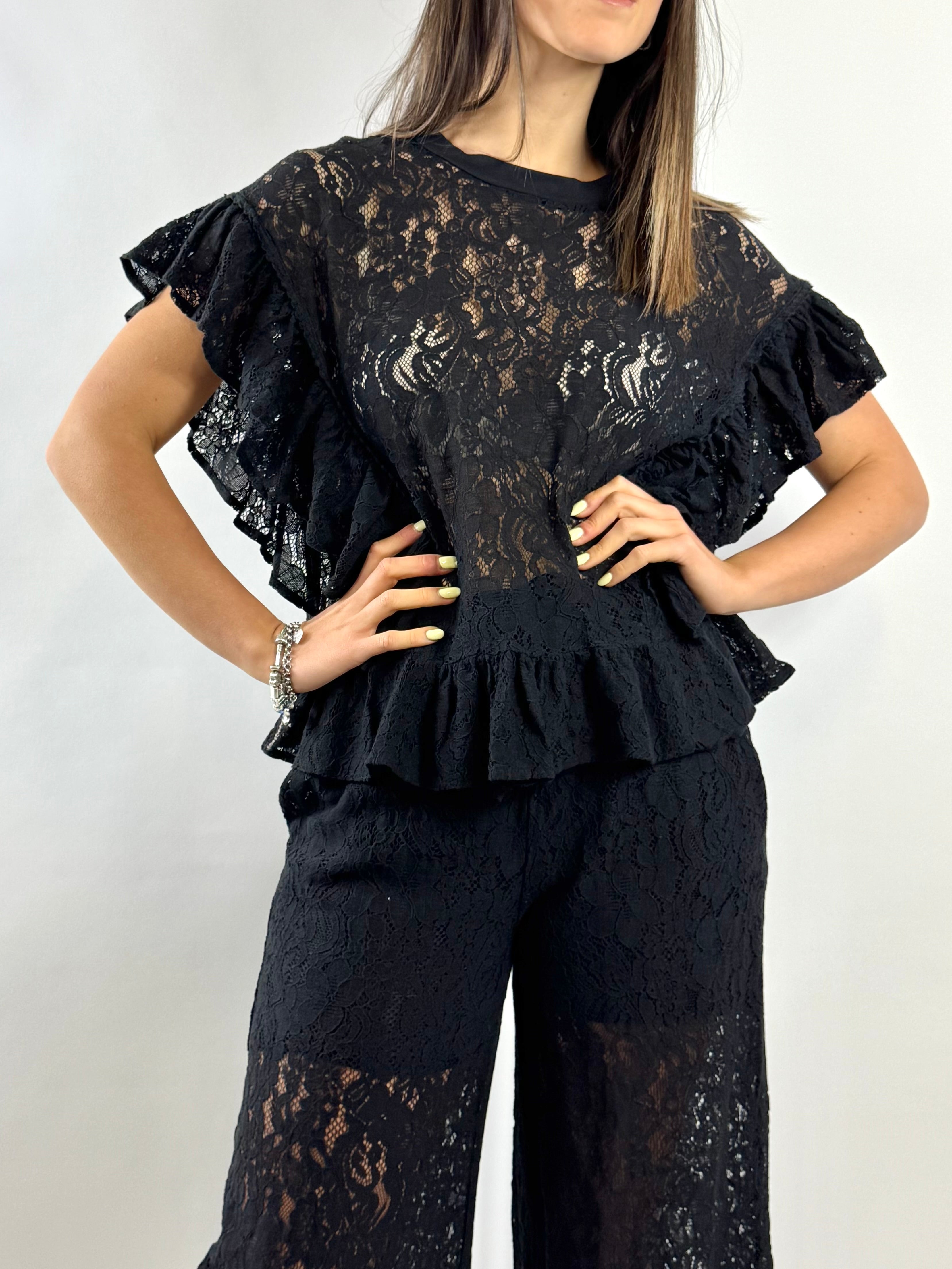 SUSY MIX BLUSA PIZZO NERO