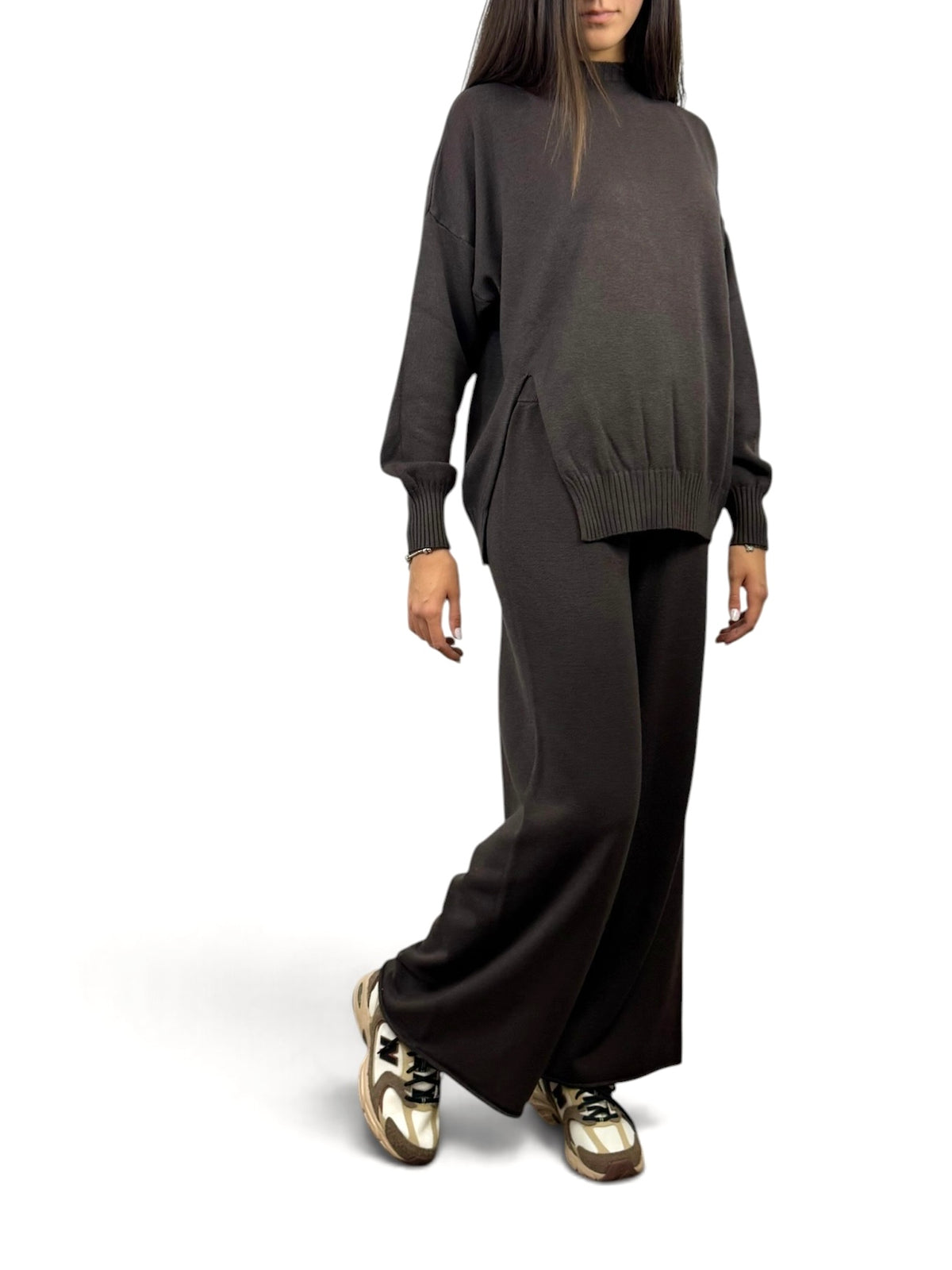 SUSY MIX PANTALONE IN MAGLIA MORO