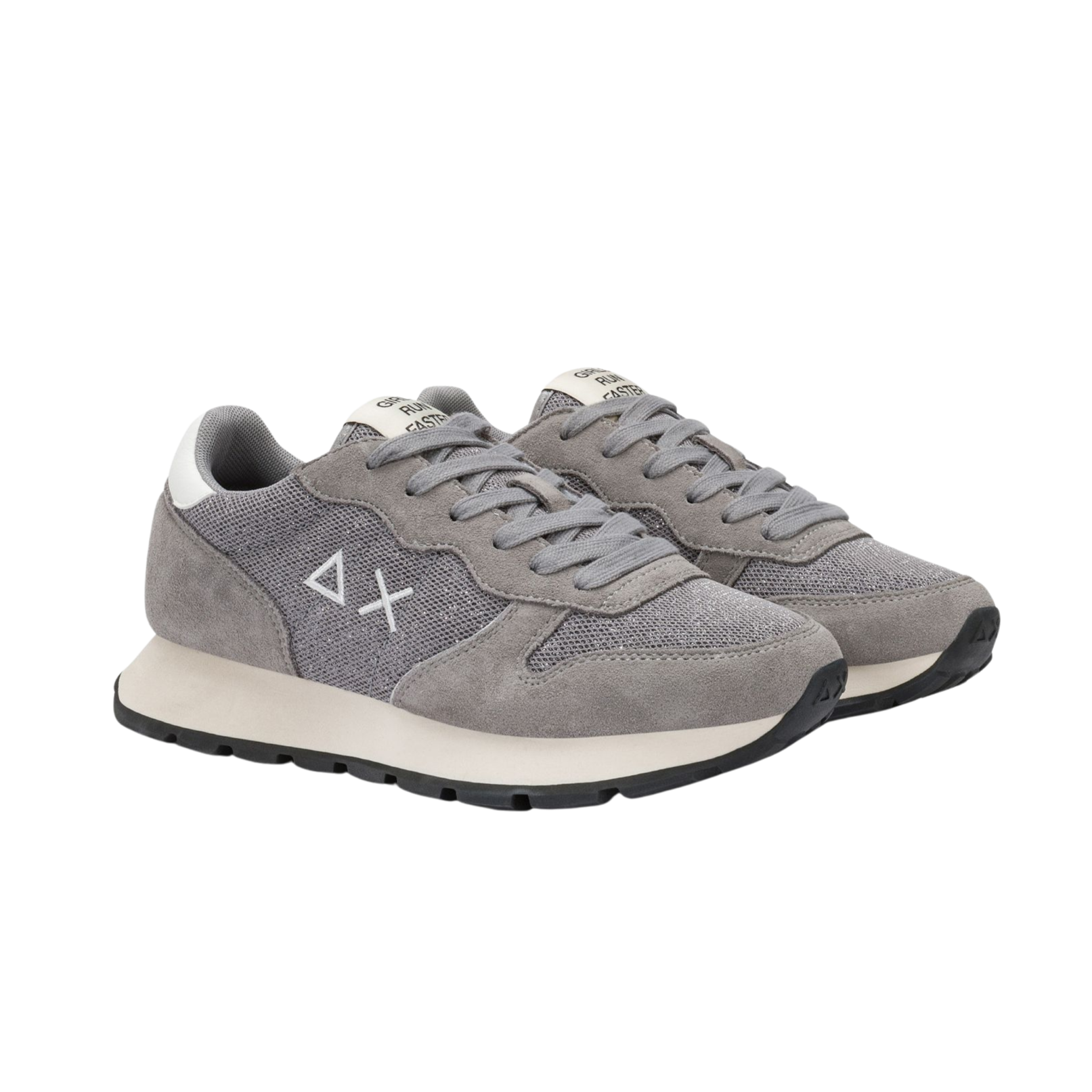 SUN68 Sneaker donna lurex e suede grigio
