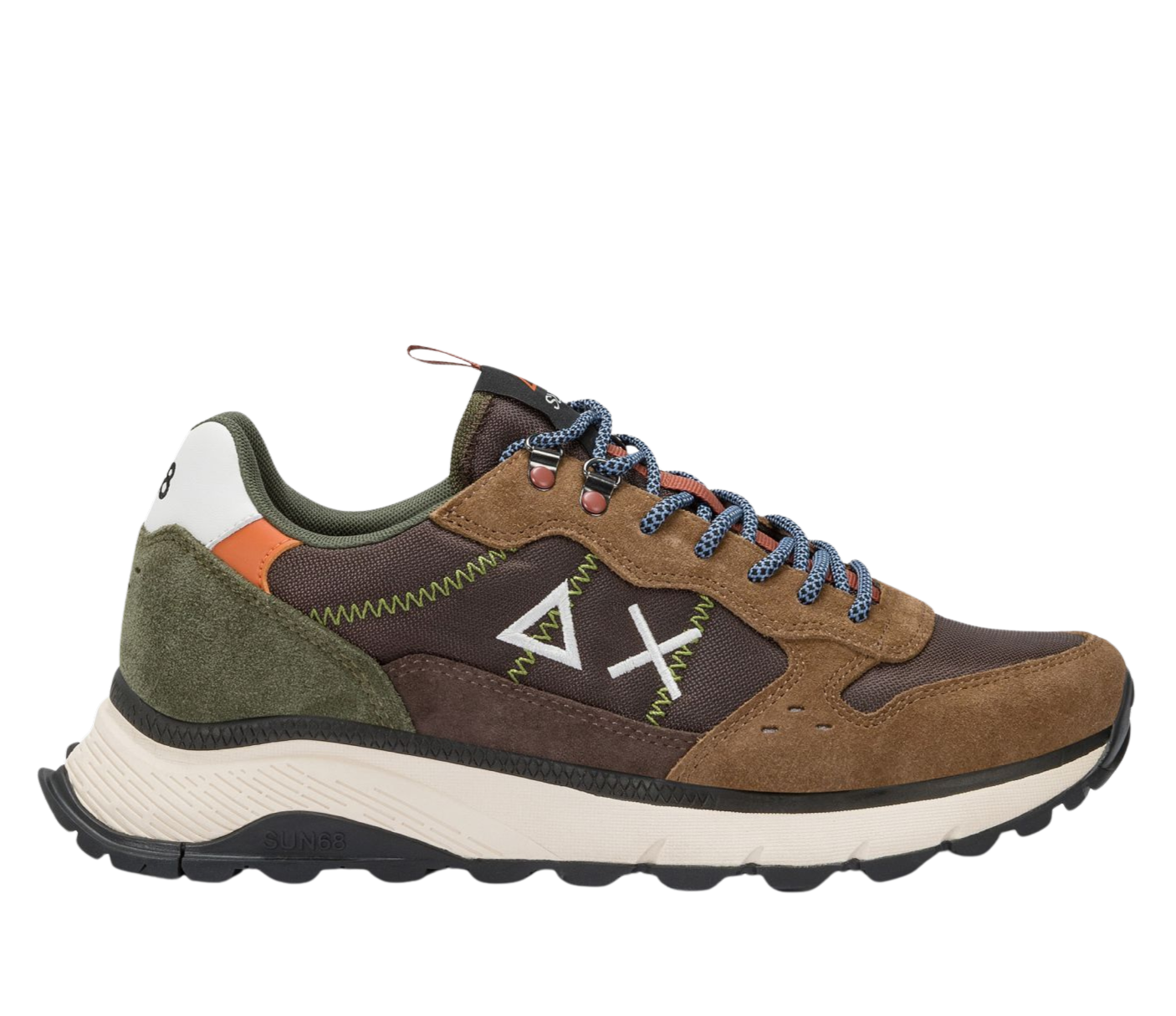 SUN68 Sneakers uomo in suede e tela marrone