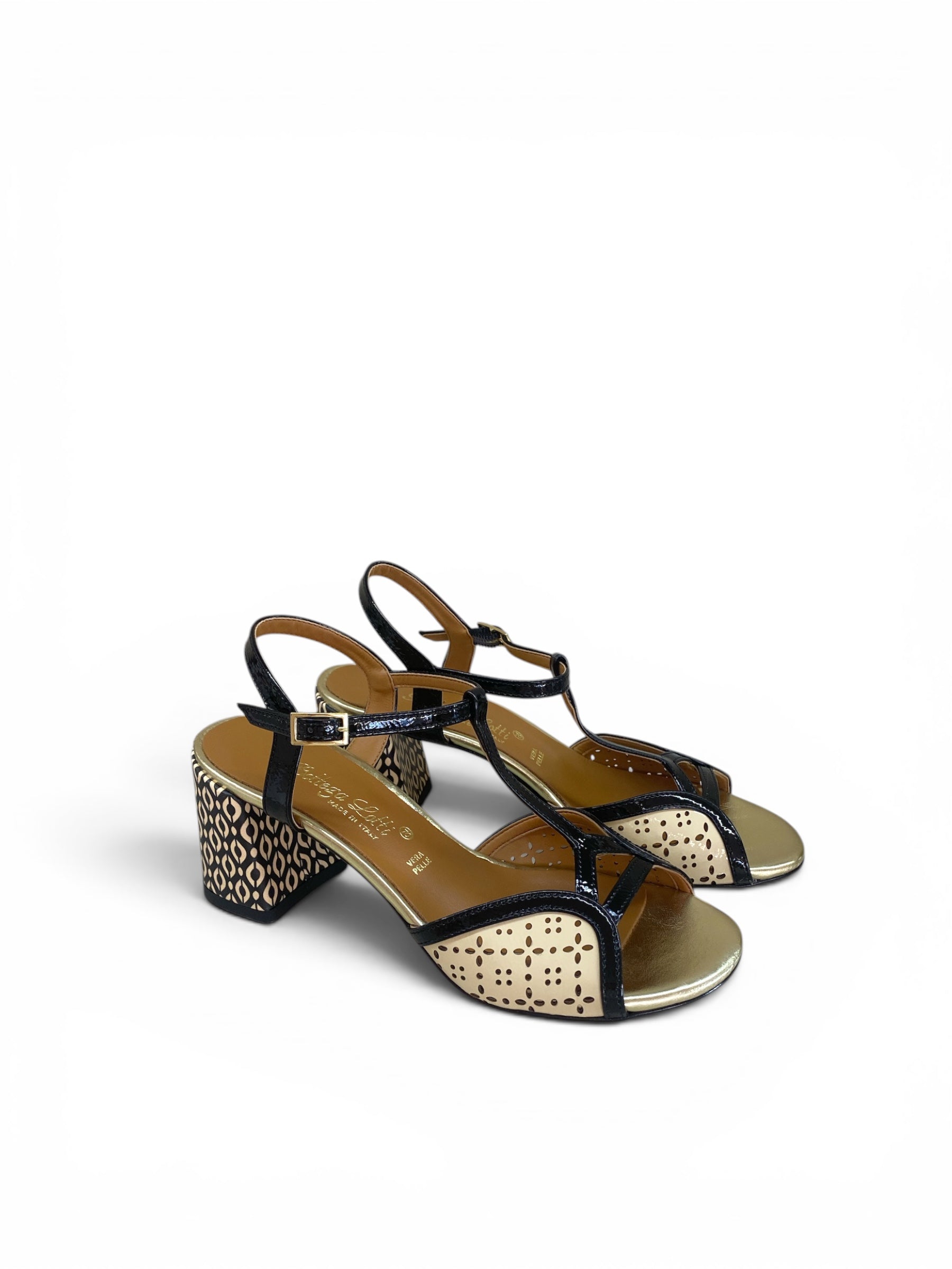 BOTTEGA LOTTI SANDALO TACCO BICOLORE