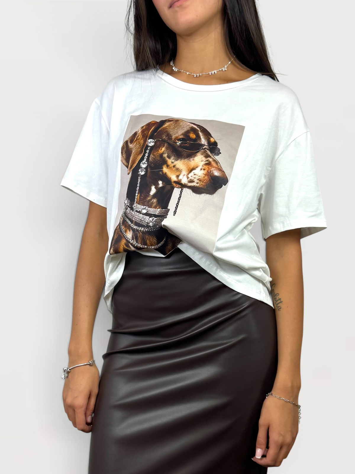 SUSY MIX T-SHIRT CON STAMPA CANE