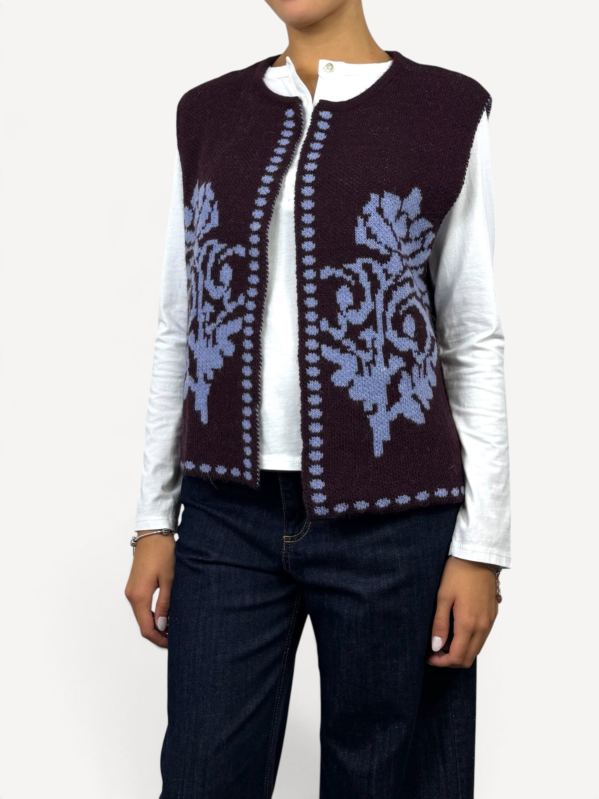 SUSY MIX GILET IN MAGLIA VINO