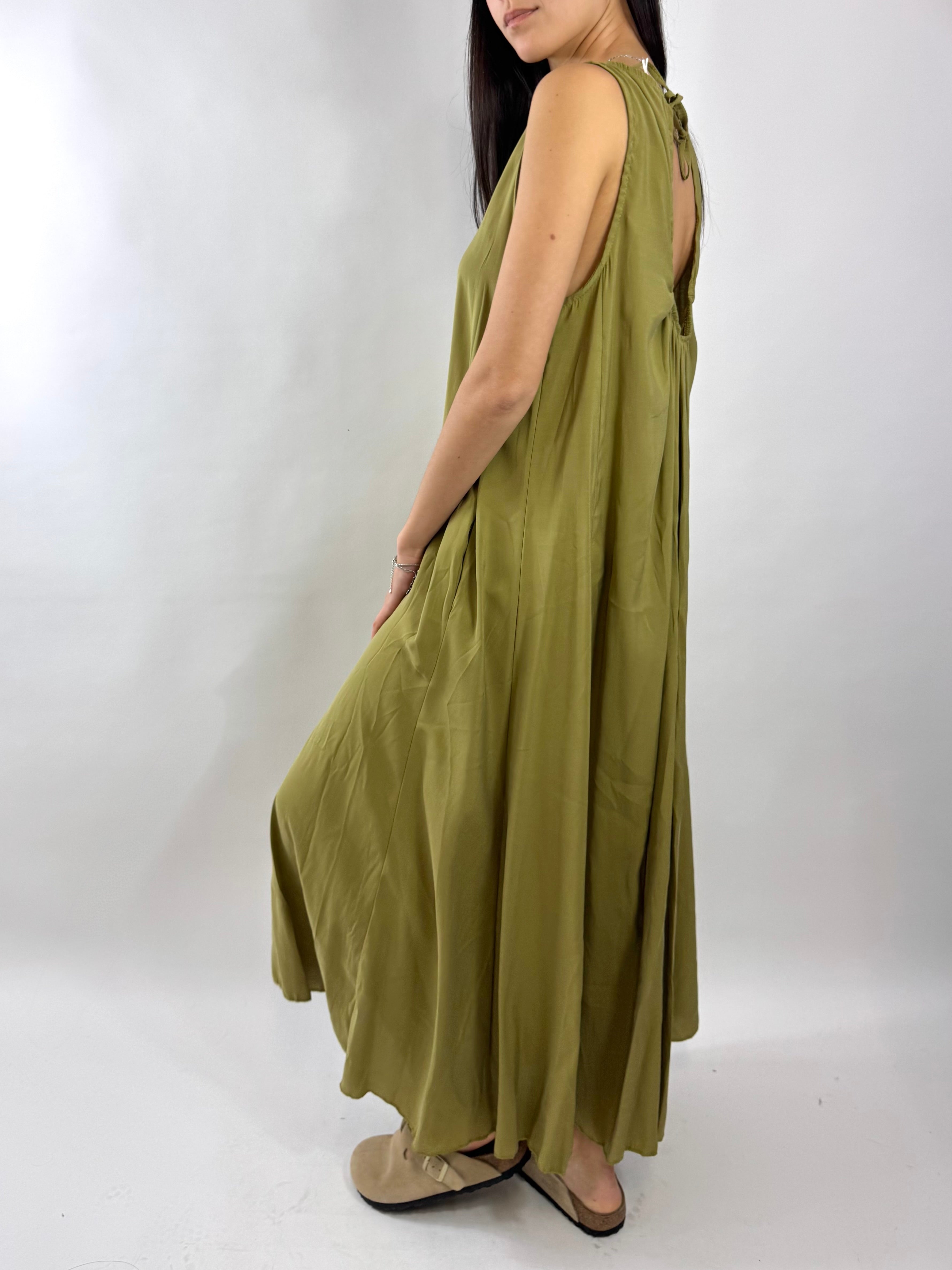 CECILE ABITO LUNGO VERDE OLIVA