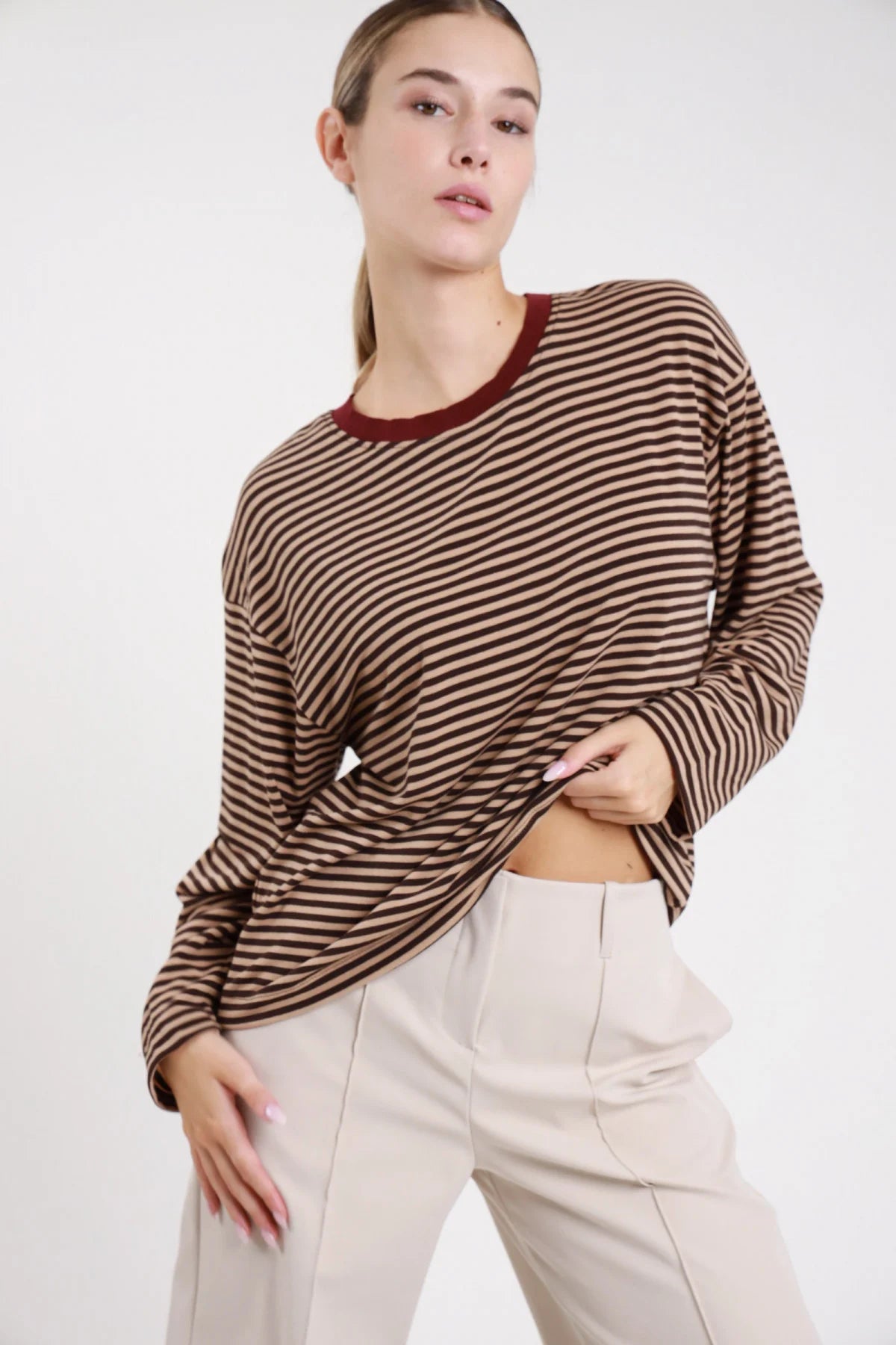 SUSY MIX MAGLIA A RIGHE MORO
