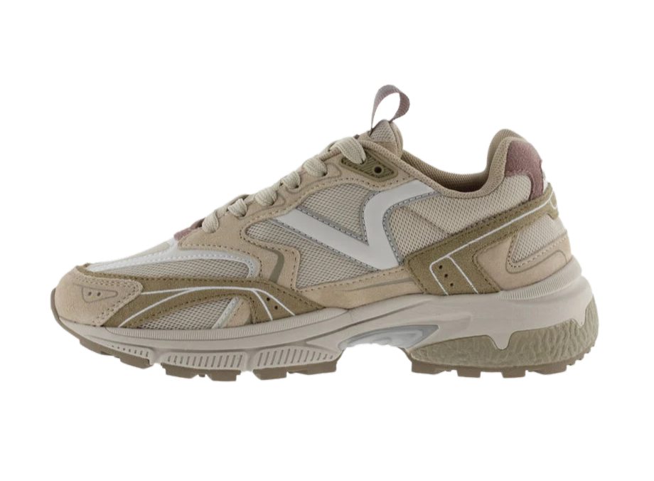 VICTORIA Sneakers donna in mesh e inserti suede beige