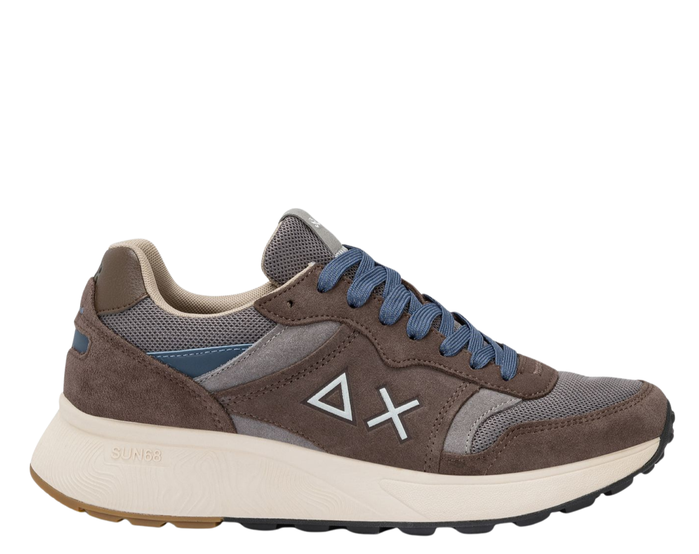 SUN68 Sneakers uomo in suede e mesh marrone