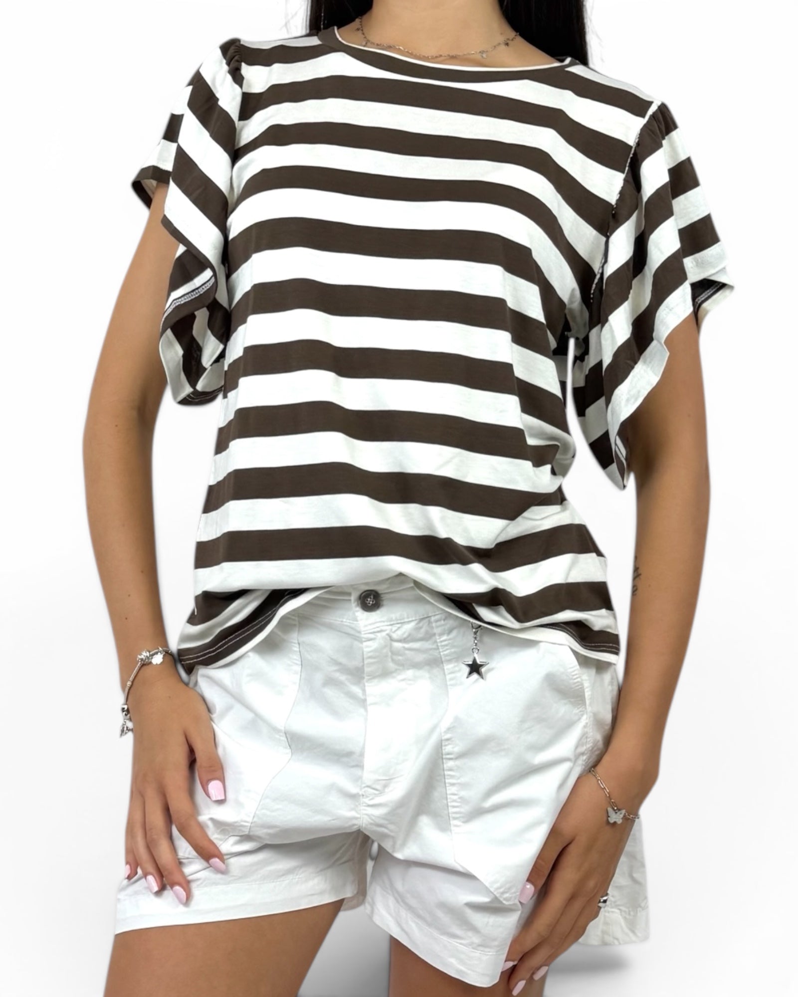 SUSY MIX MAGLIA RIGHE MORO