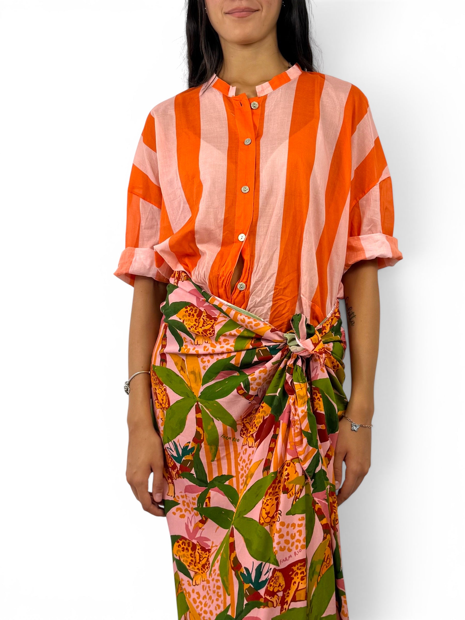 CECILE CAMICIA RIGHE ARANCIO