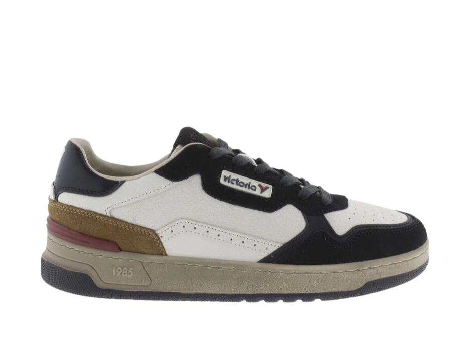 VICTORIA Sneaker uomo in pelle con inserti in suede marino