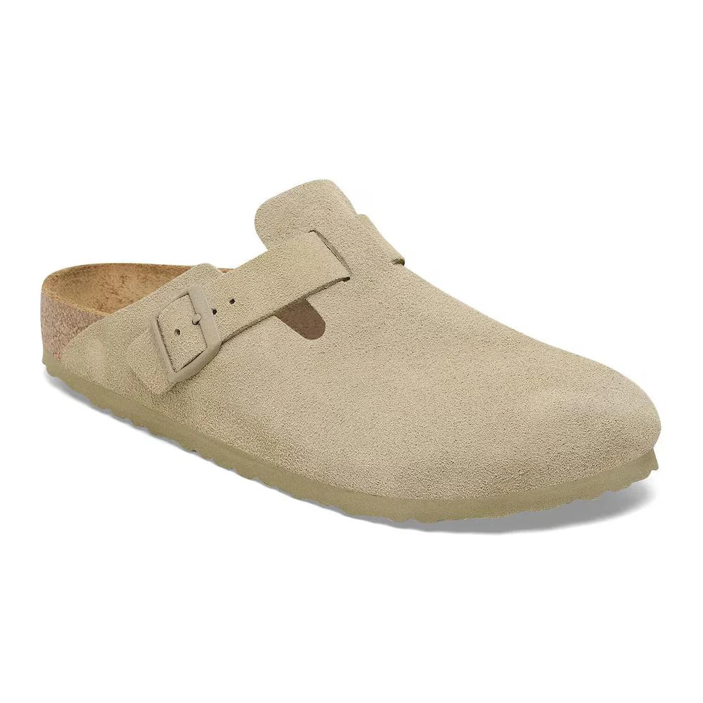 BIRKENSTOCK SABOT PELLE SCAMOSCIATA COLOR KHAKI