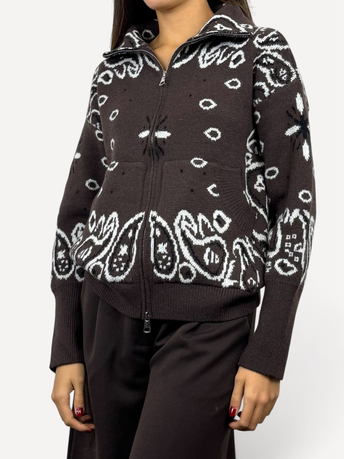 CECILE MAGLIA COLLO ALTO CON ZIP FANTASIA CASHMERE
