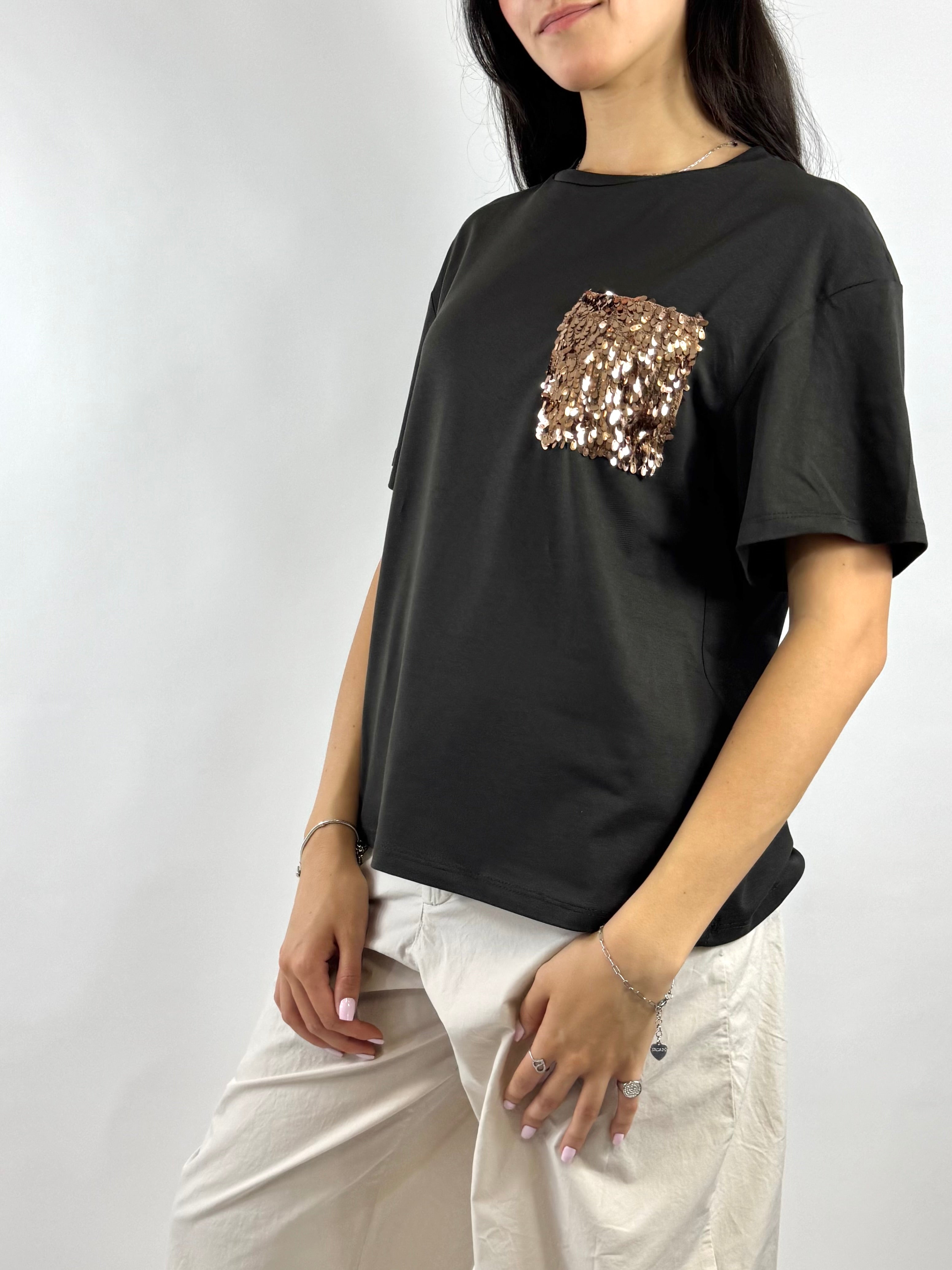 SUSY MIX T-SHIRT MORO PAILLETTES