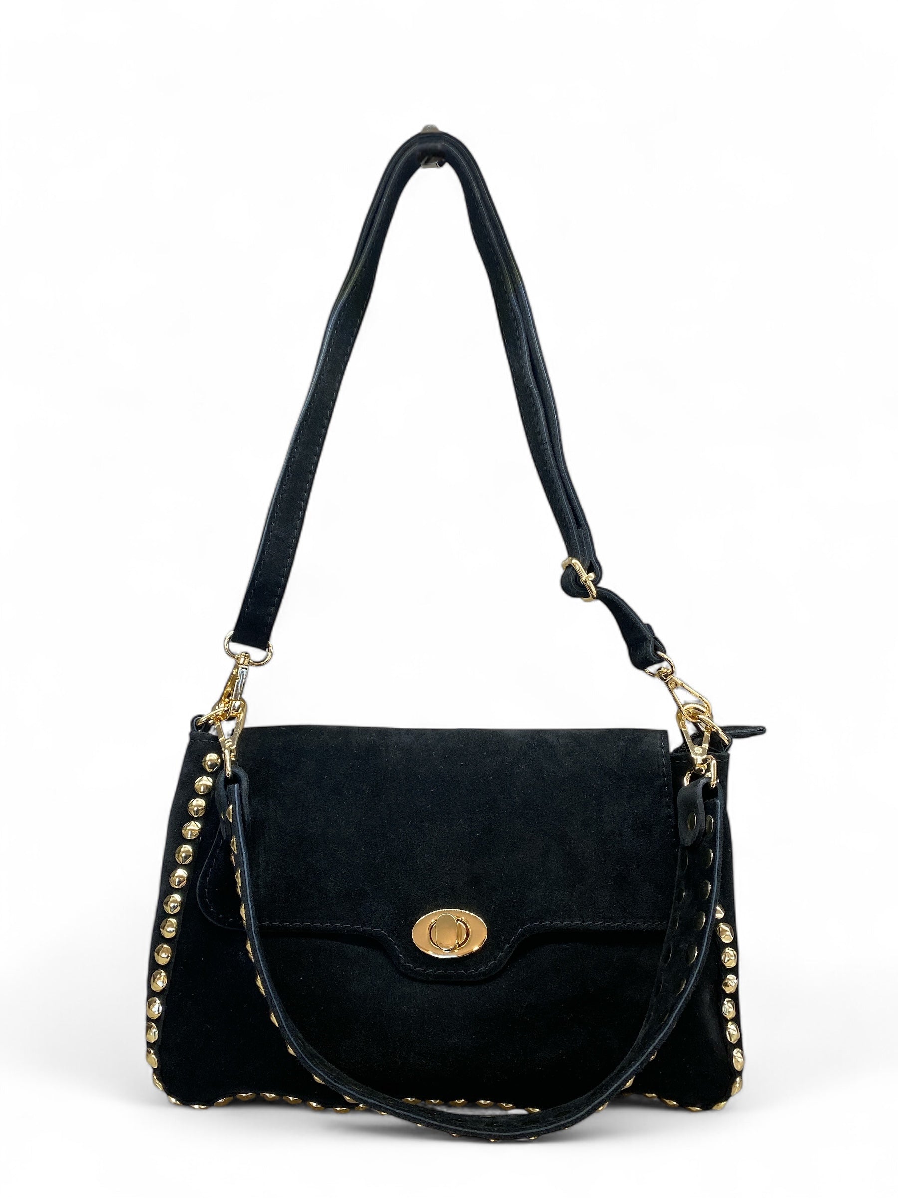 CECILE BORSA NERA CON BORCHIE