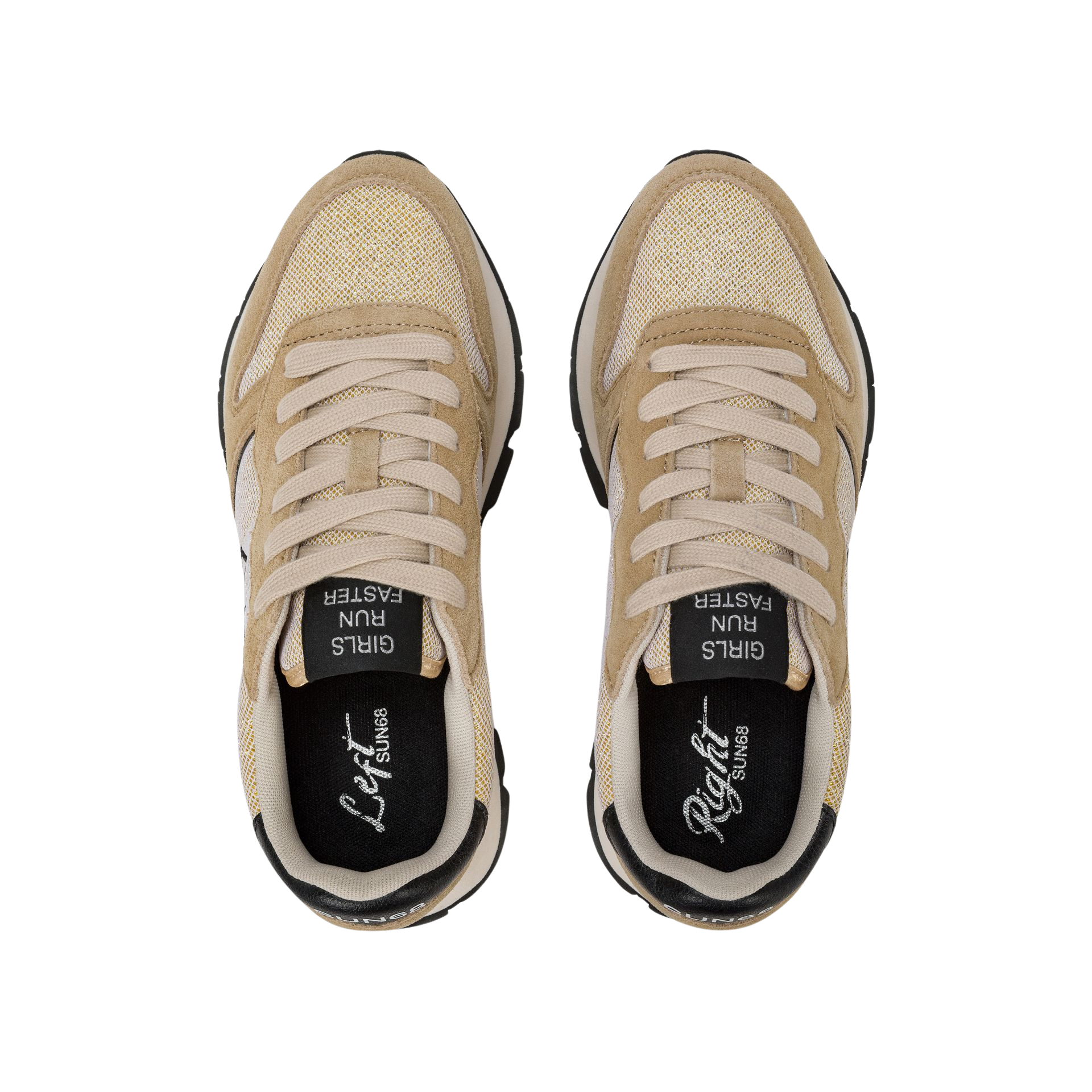 SUN68 Sneaker donna lurex e suede oro