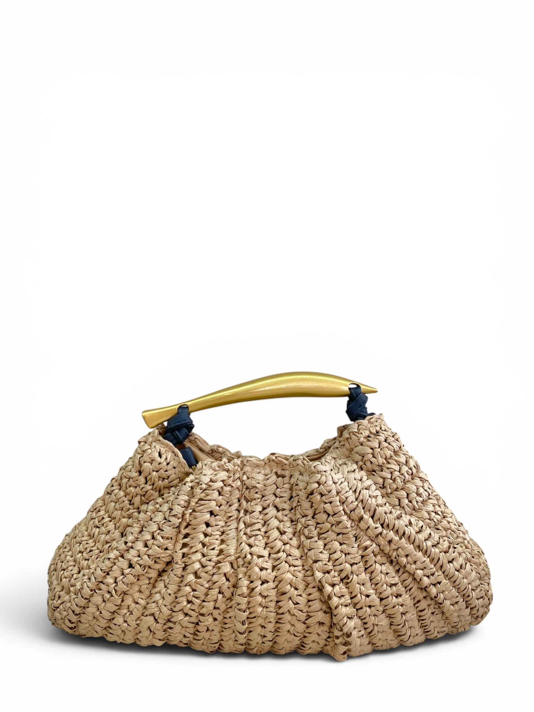 SUSY MIX BORSA RAFIA CUOIO CON MANICO ORO