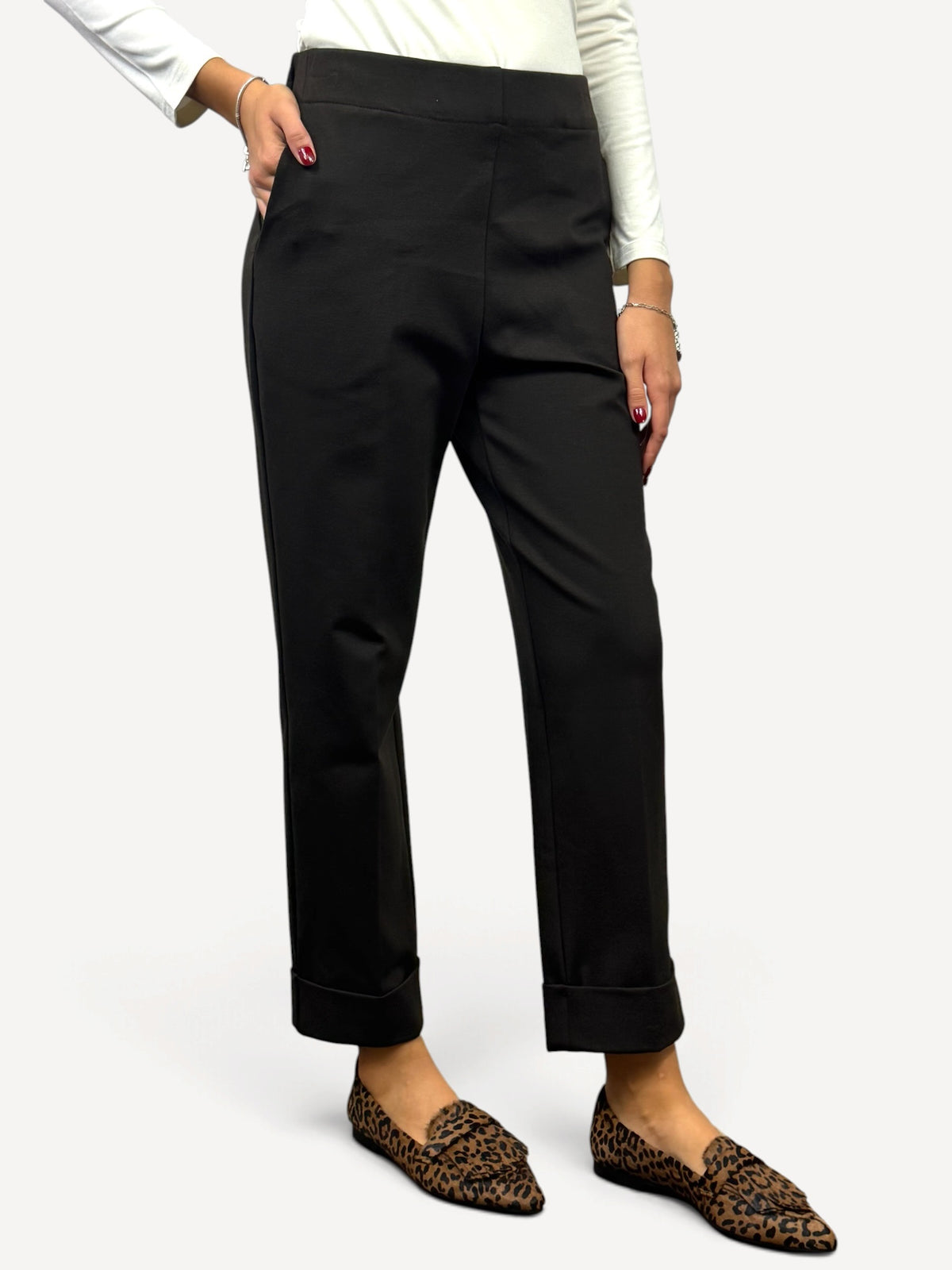 SUSY MIX PANTALONE TESSUTO PUNTO MILANO MORO
