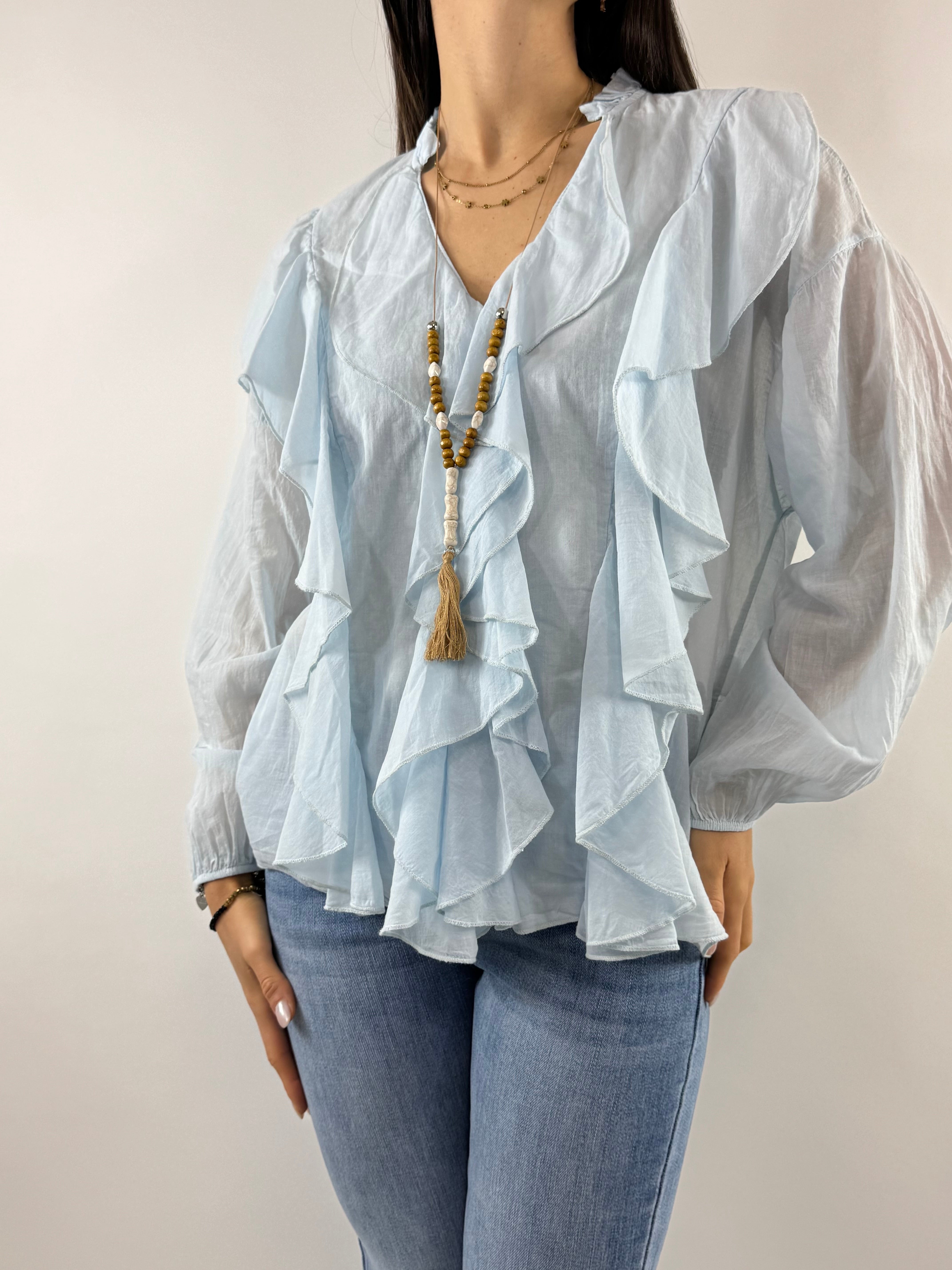 SUSY MIX CAMICIA CON COLLANA CELESTE