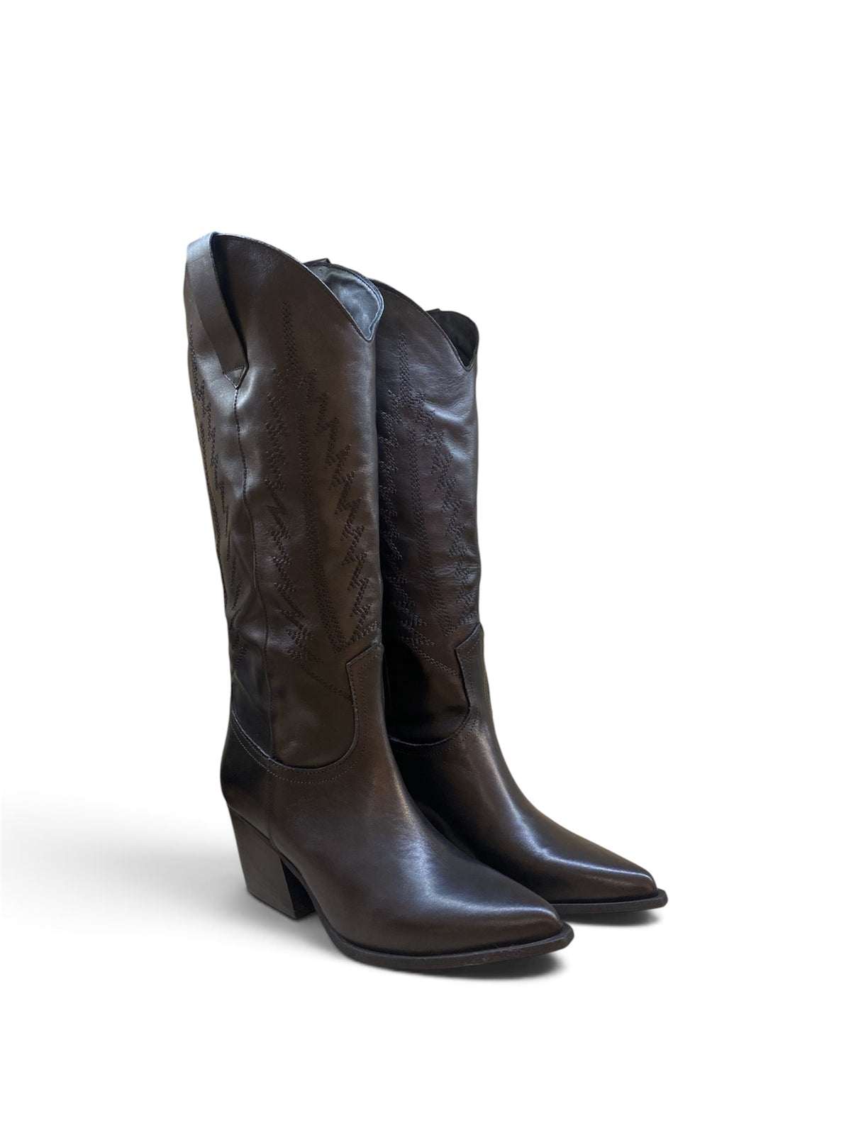 DIVINE FOLLIE STIVALE TEXANO ALTO IN PELLE NERO